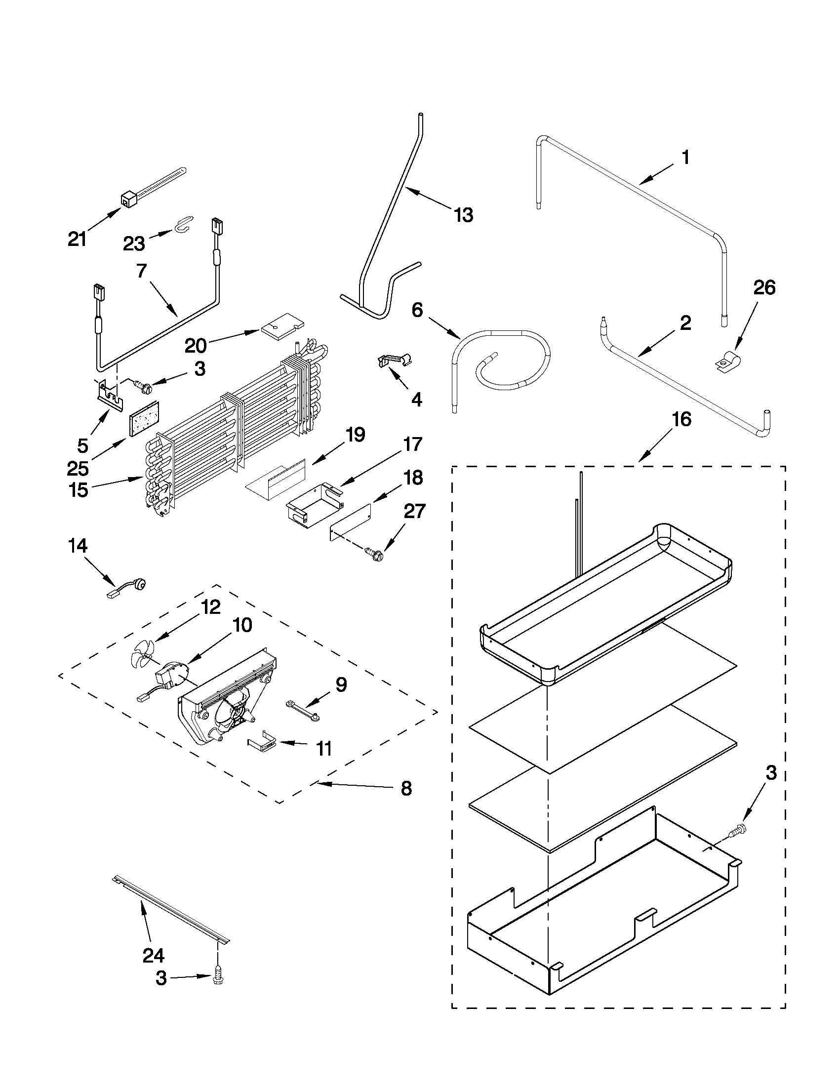 Jenn-Air JF42SSFXDA00 lower unit and tube parts diagram