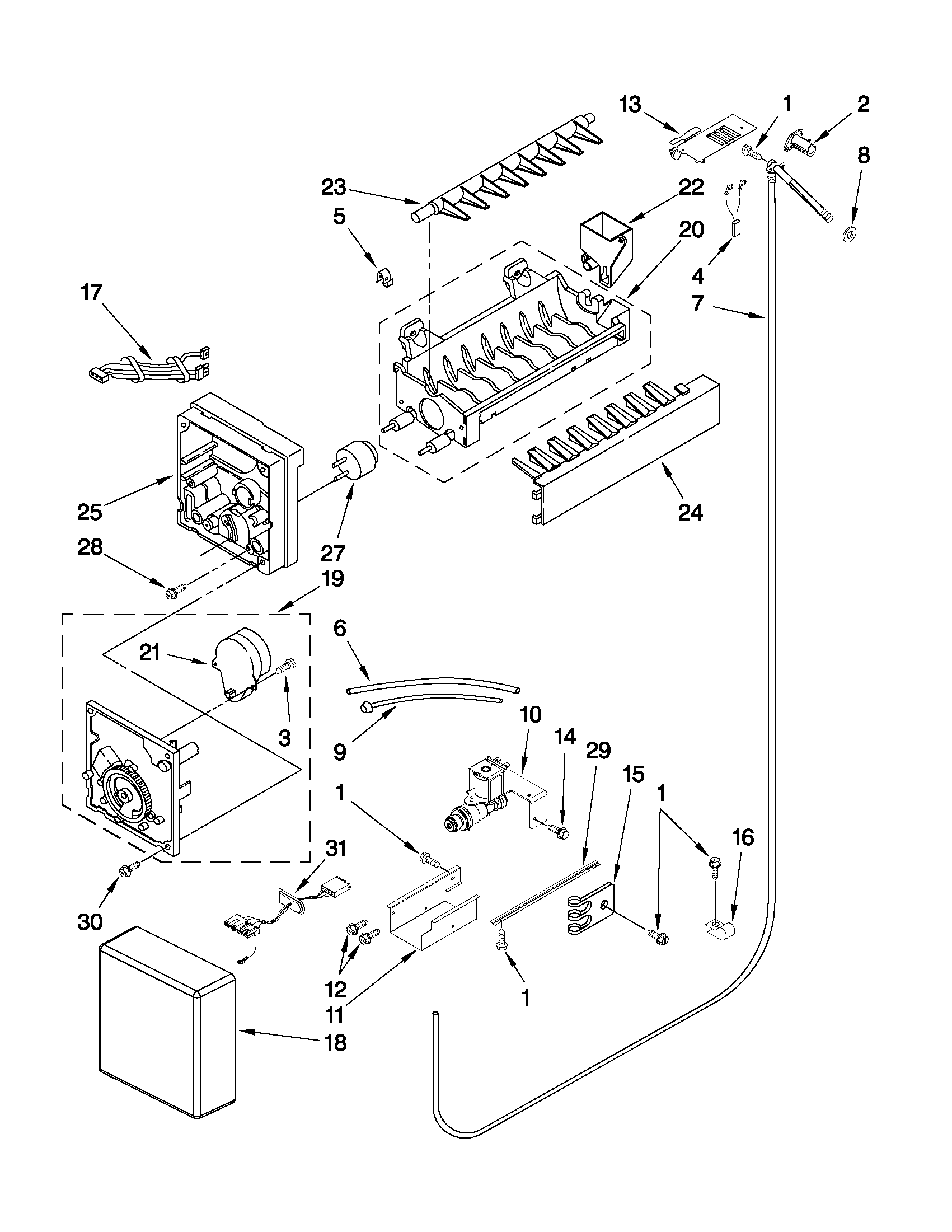 Jenn-Air JF42SSFXDA00 icemaker parts diagram