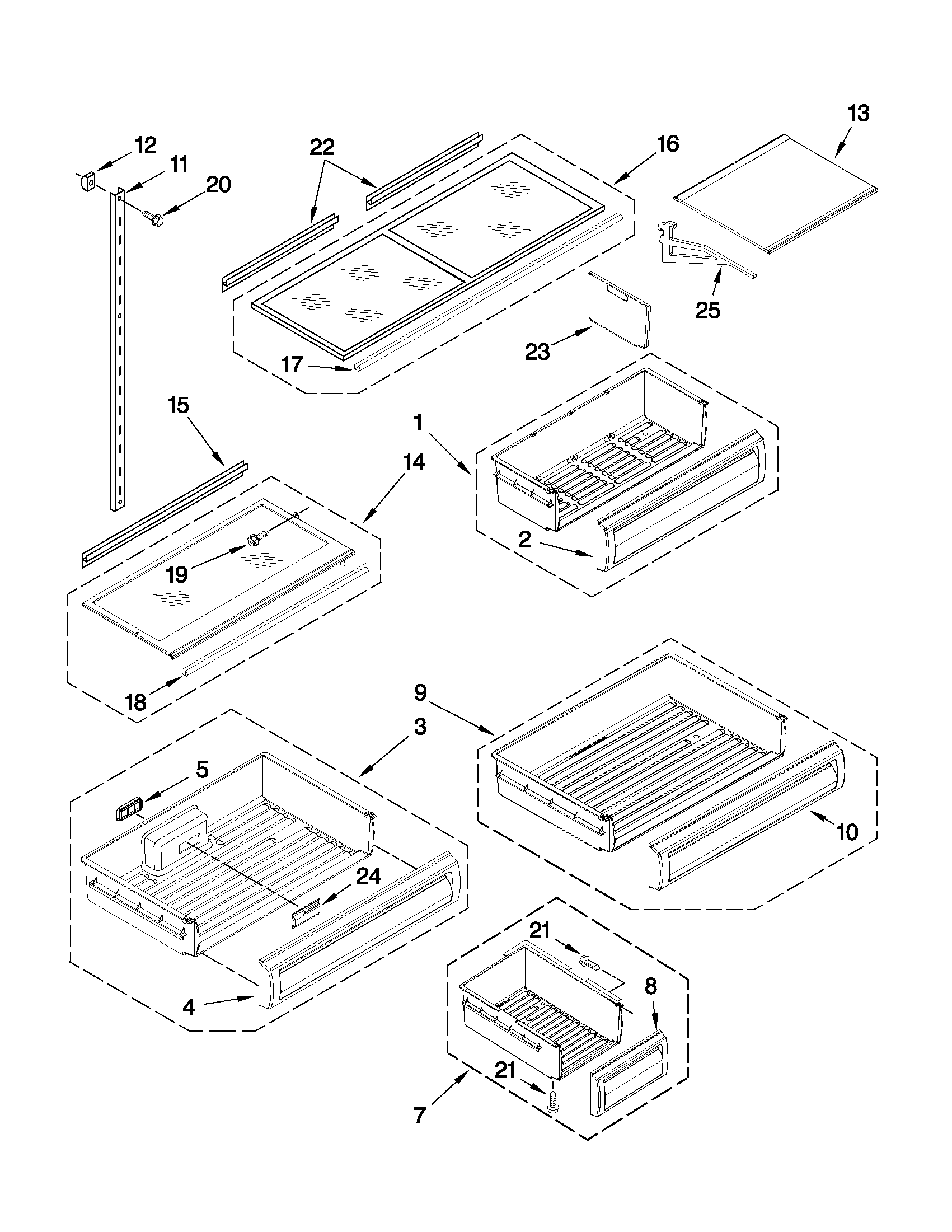 Jenn-Air JB36NXFXLW03 shelf parts diagram