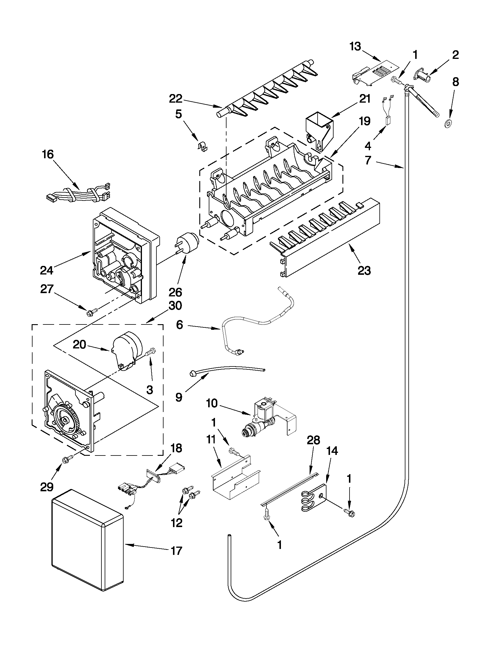 Jenn-Air JB36NXFXLW03 icemaker parts diagram