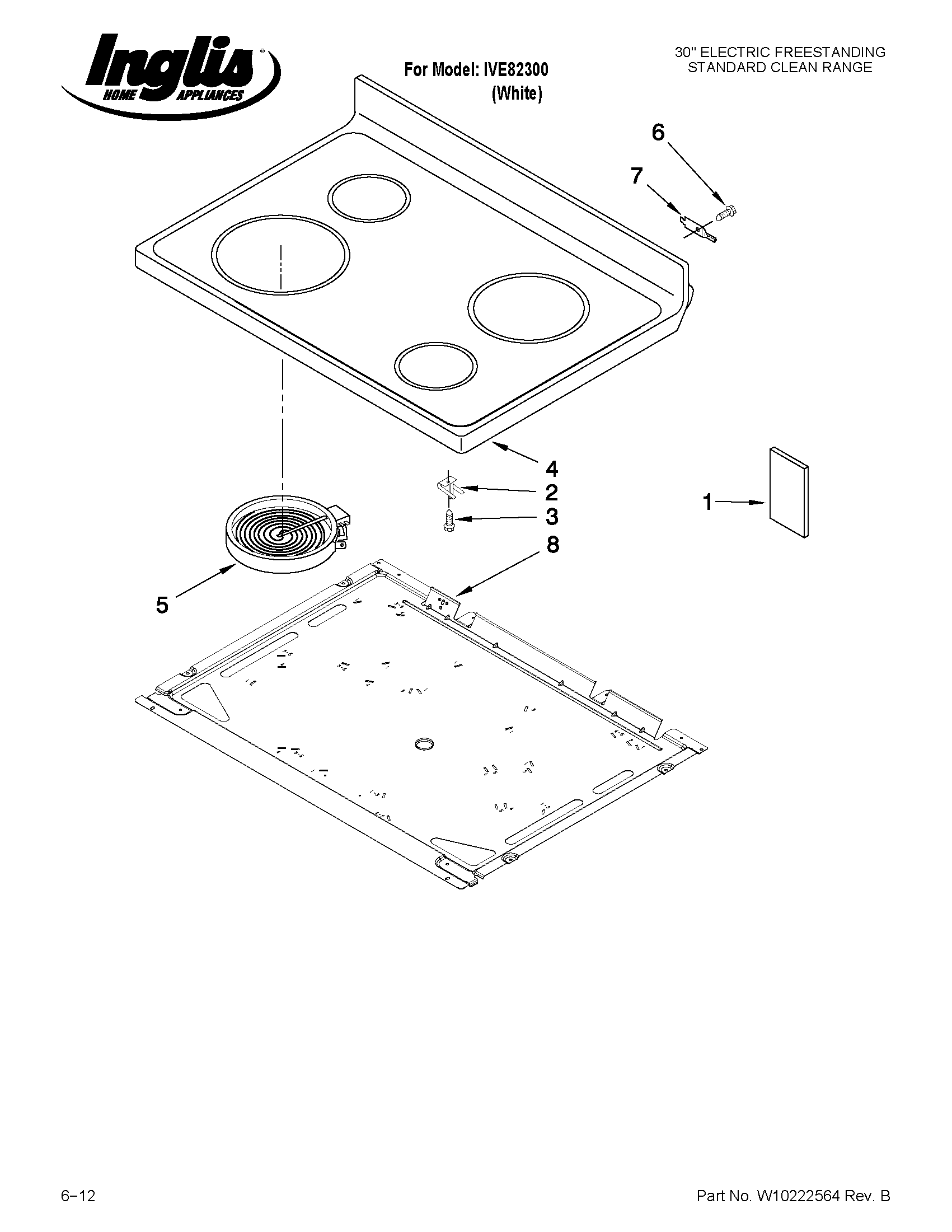 Inglis IVE82300 cooktop parts diagram