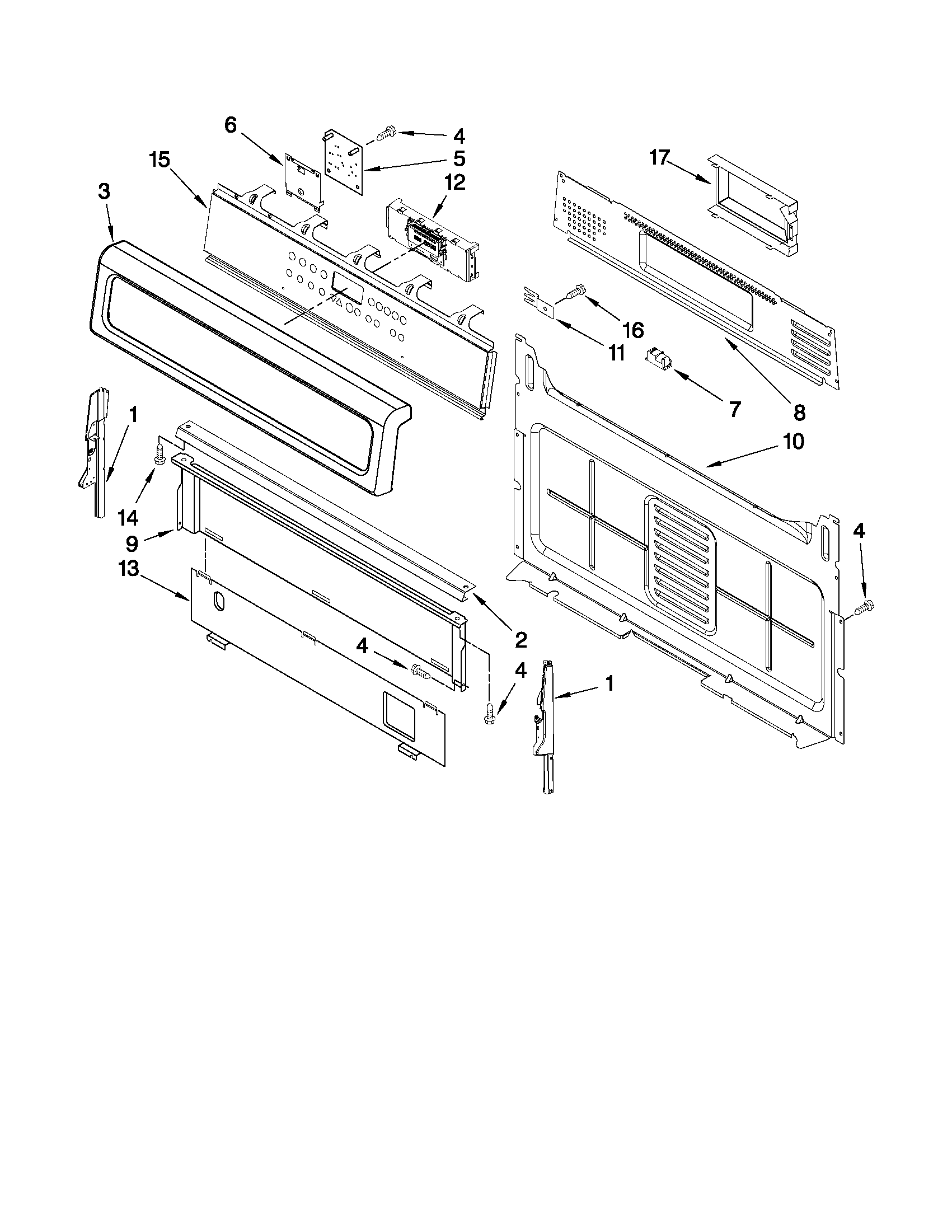 Whirlpool GFG461LVS1 control panel parts diagram