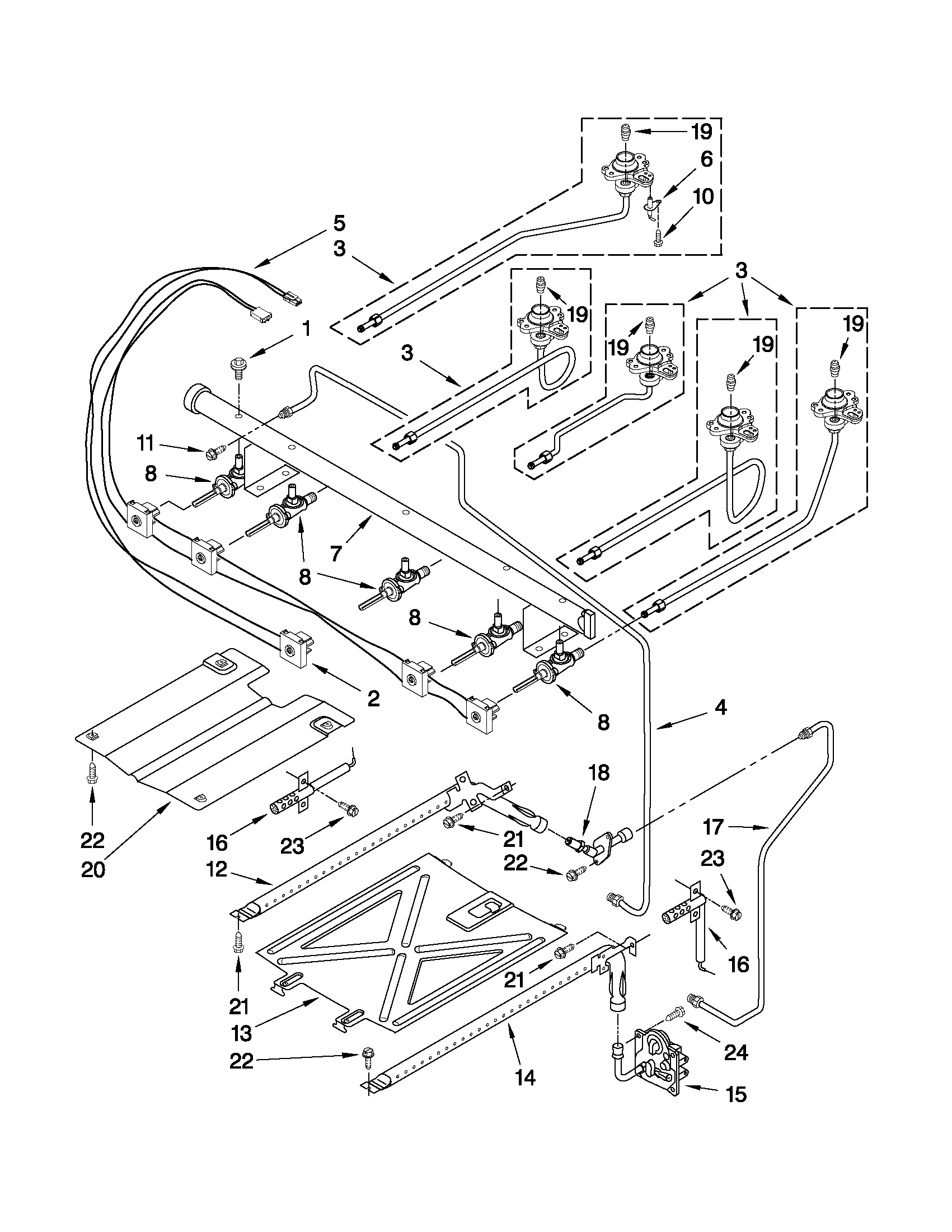 Whirlpool GFG461LVS1 manifold parts diagram