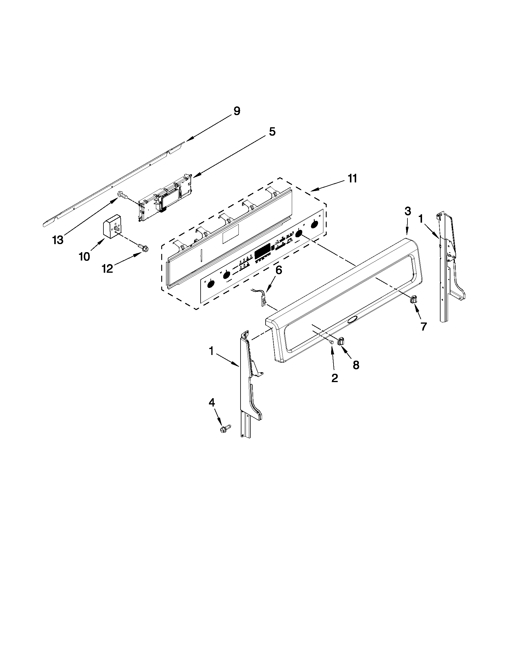 Whirlpool GGE390LXS00 control panel parts diagram