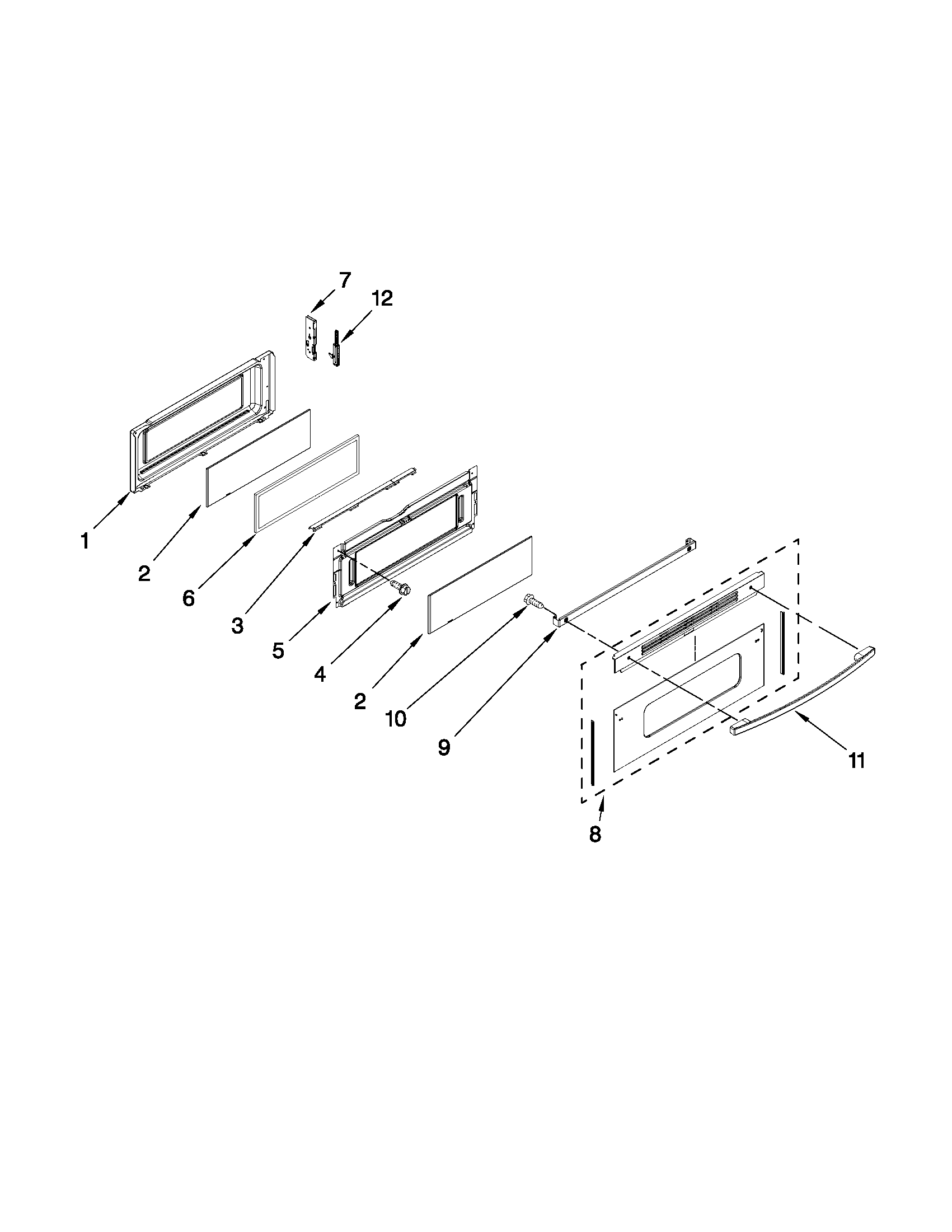 Whirlpool GGE390LXS00 upper door parts diagram