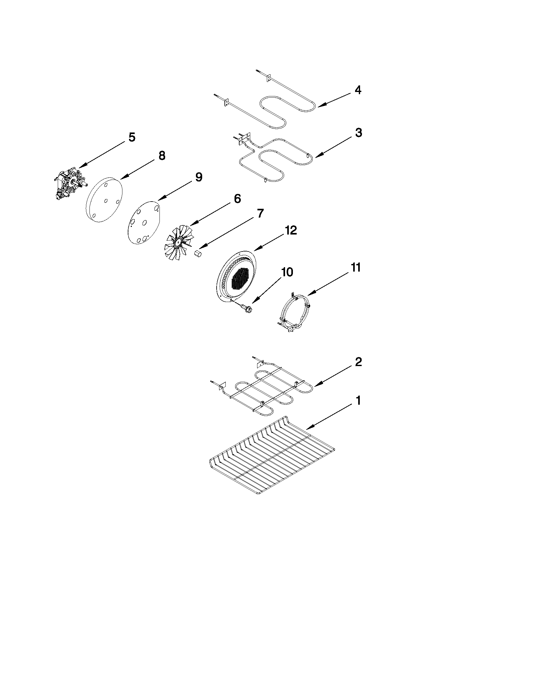 Whirlpool GGE390LXS00 internal oven parts diagram