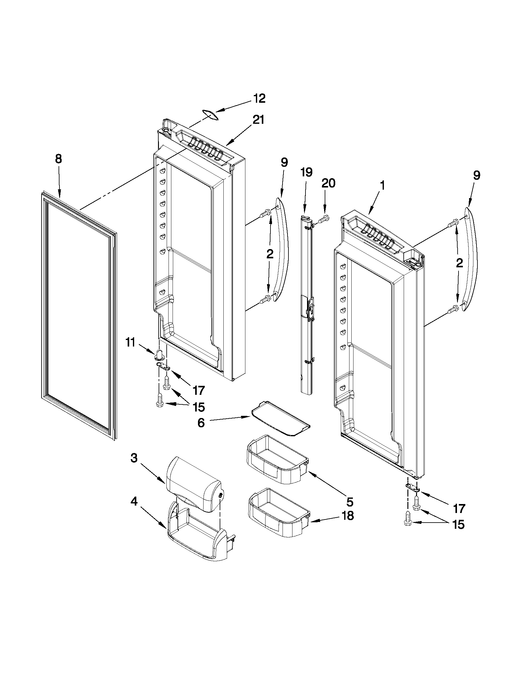 KitchenAid KFCS22EVBL2 refrigerator door parts diagram