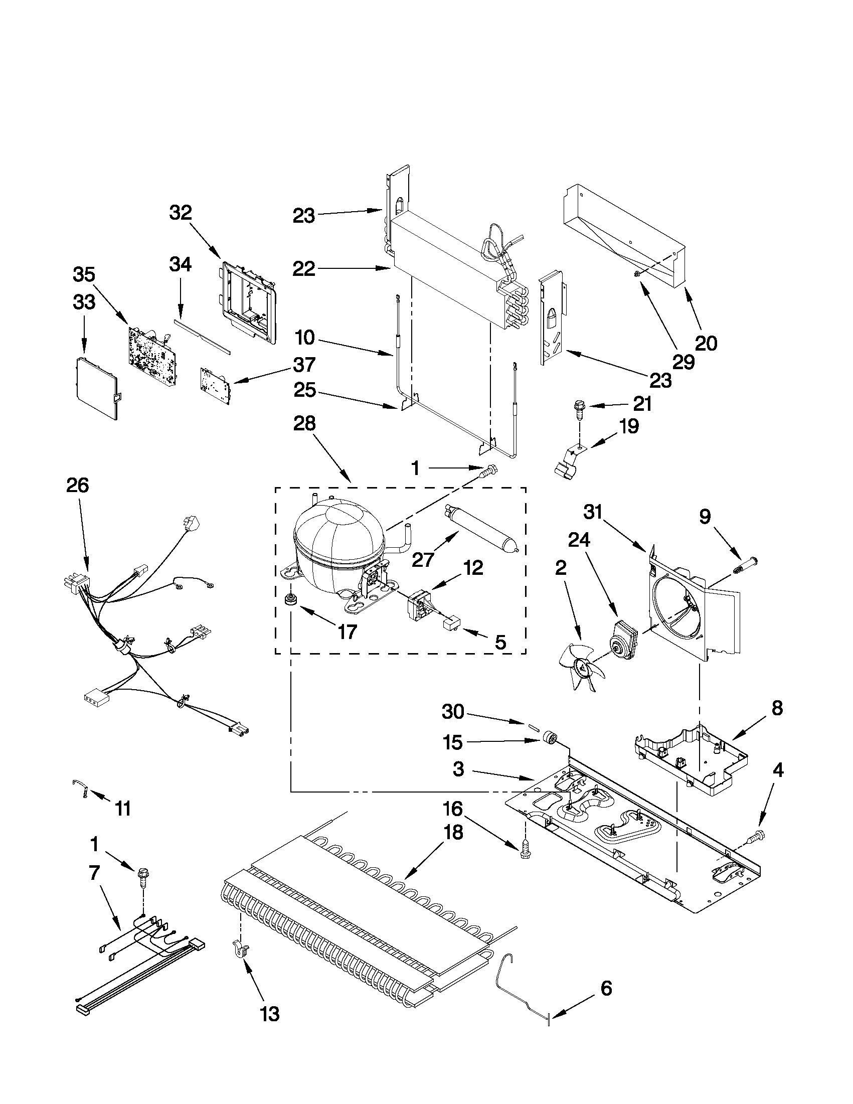 KitchenAid KFCS22EVBL2 unit parts diagram
