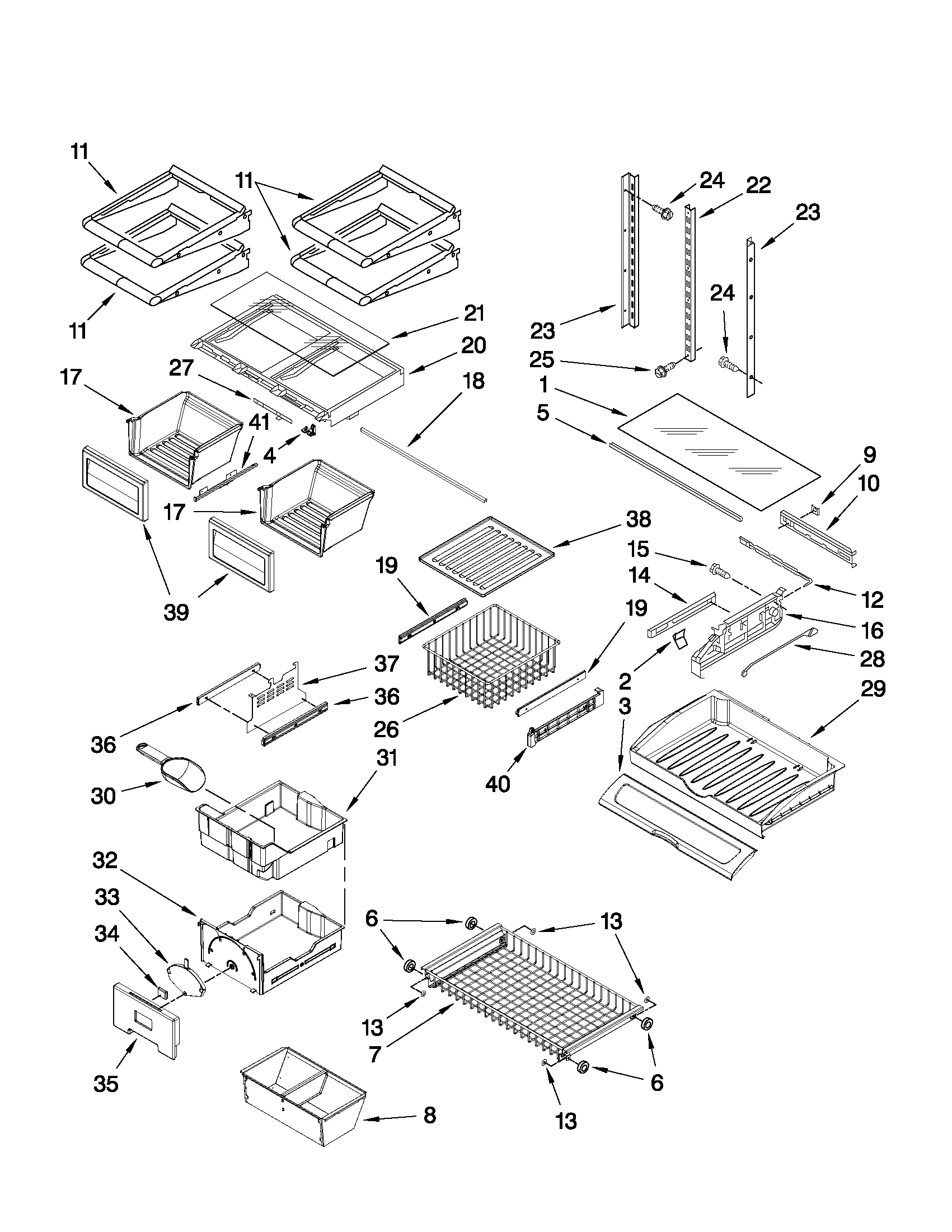 KitchenAid KFCS22EVBL2 shelf parts diagram