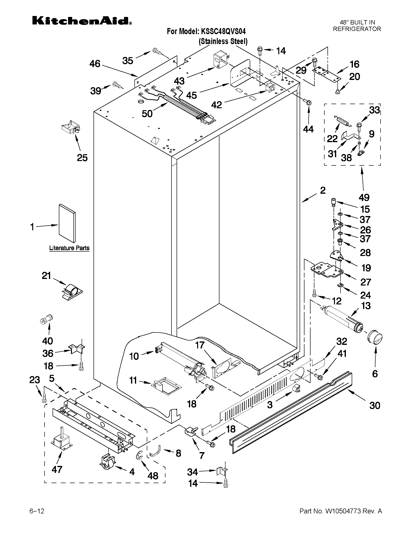 KitchenAid KSSC48QVS04 cabinet parts diagram