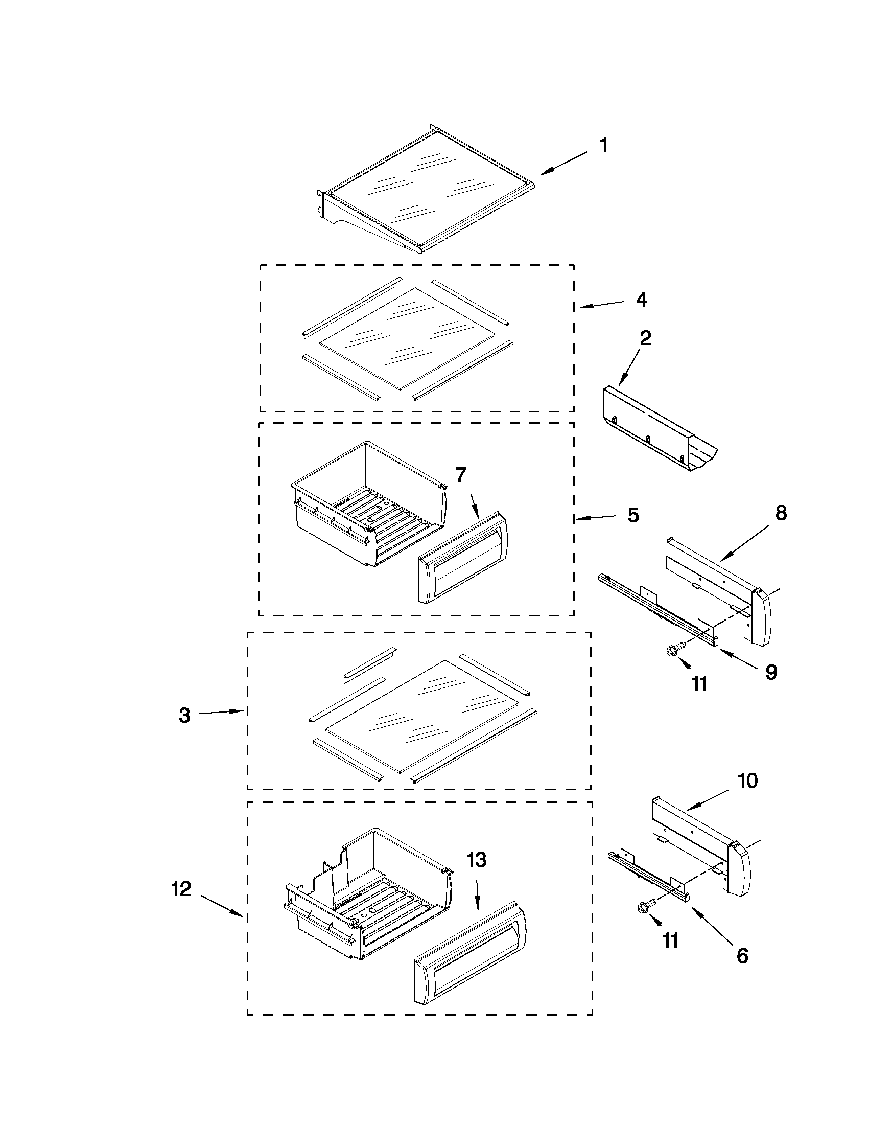 KitchenAid KSSC48QVS04 refrigerator shelf parts diagram