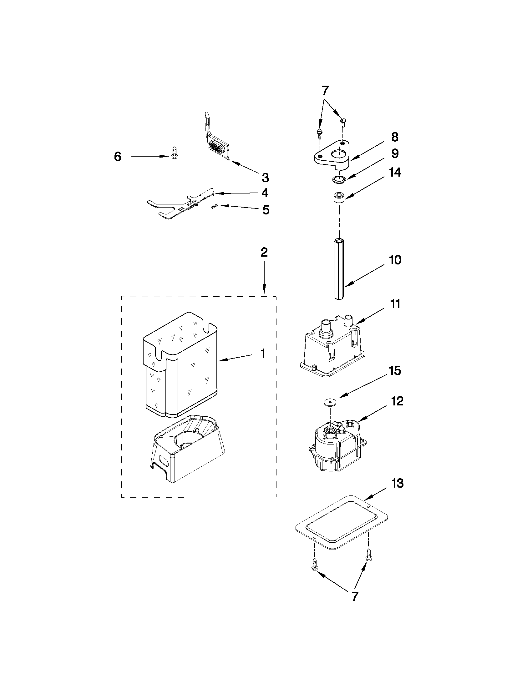 KitchenAid KSSC48QVS04 motor and ice container parts diagram