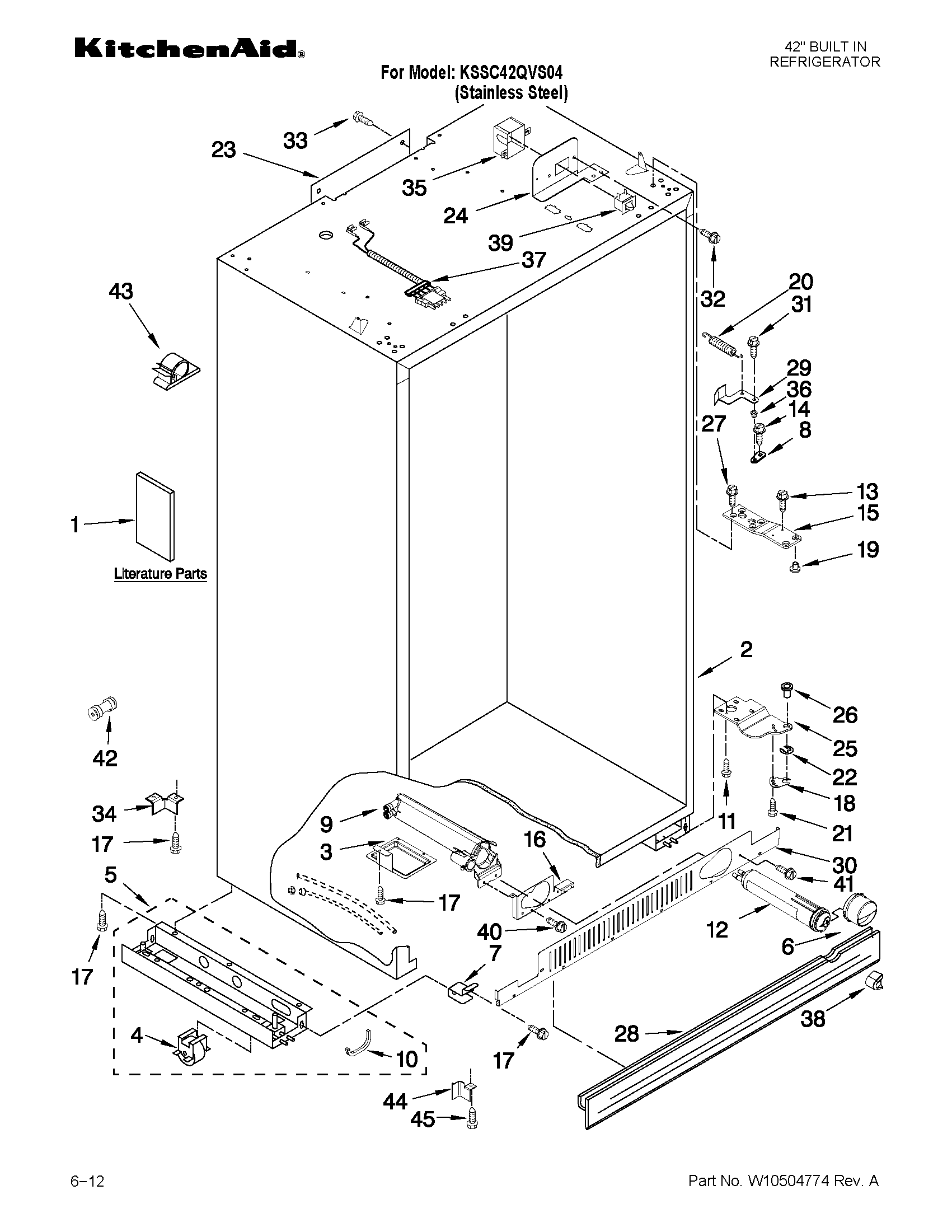 KitchenAid KSSC42QVS04 cabinet parts diagram