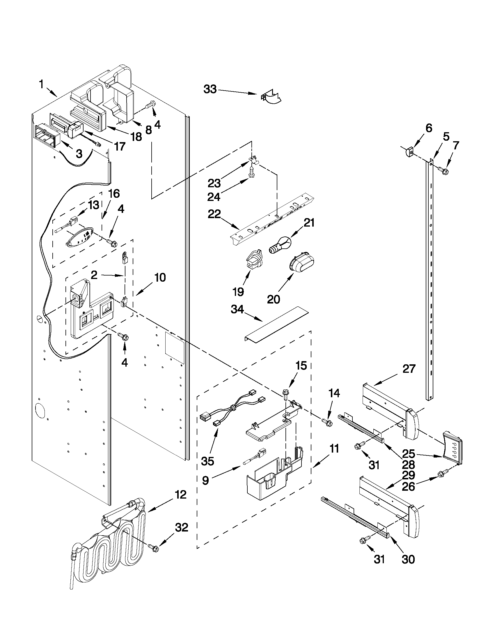 KitchenAid KSSC42QVS04 refrigerator liner parts diagram