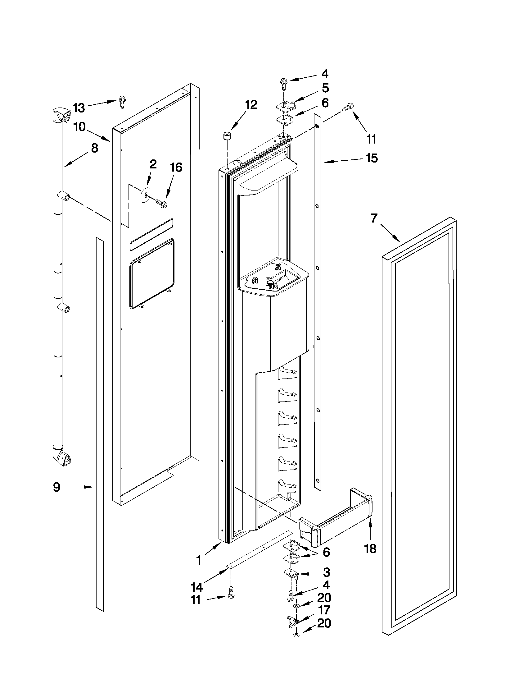 KitchenAid KSSC42QVS04 freezer door parts diagram
