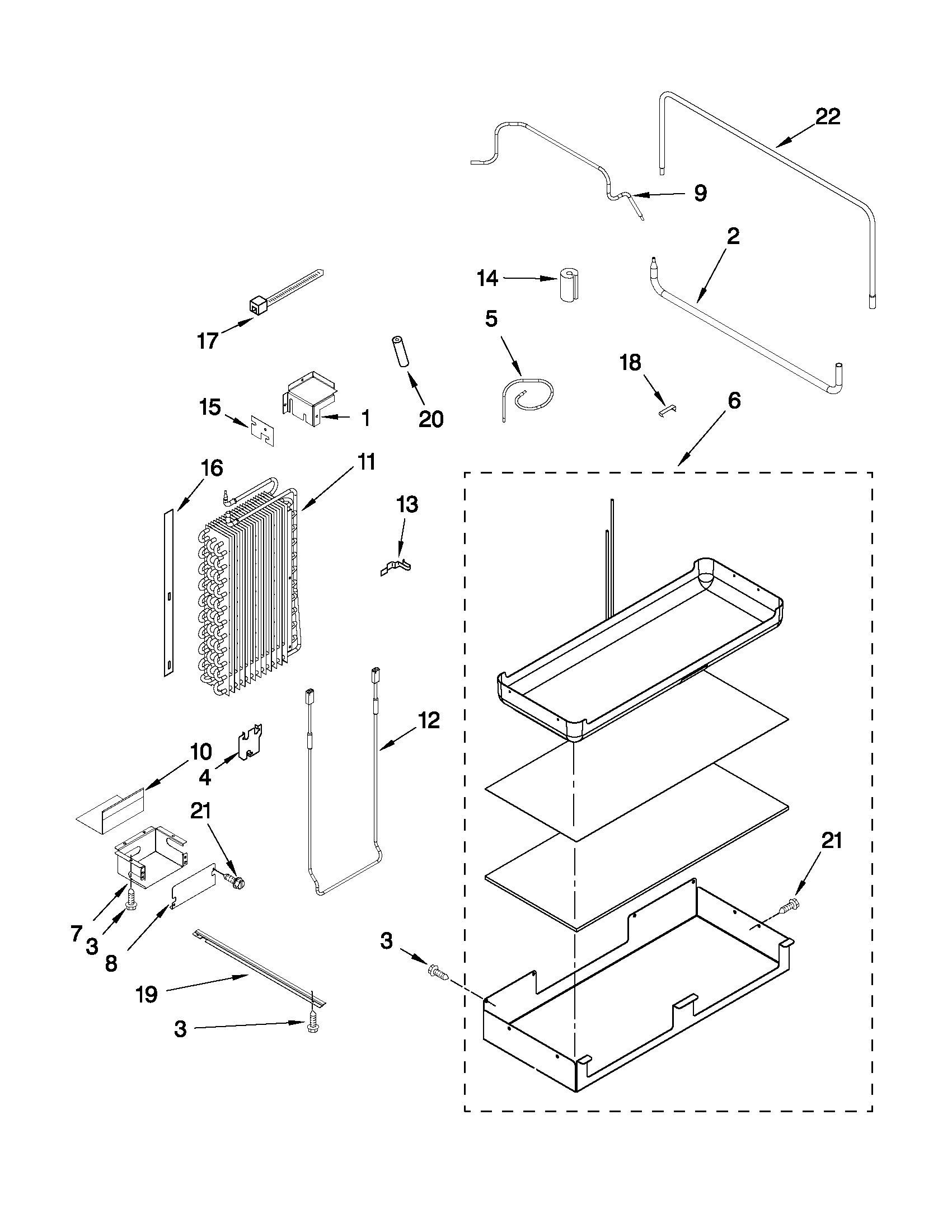 KitchenAid KSSC42QVS04 lower unit and tube parts diagram