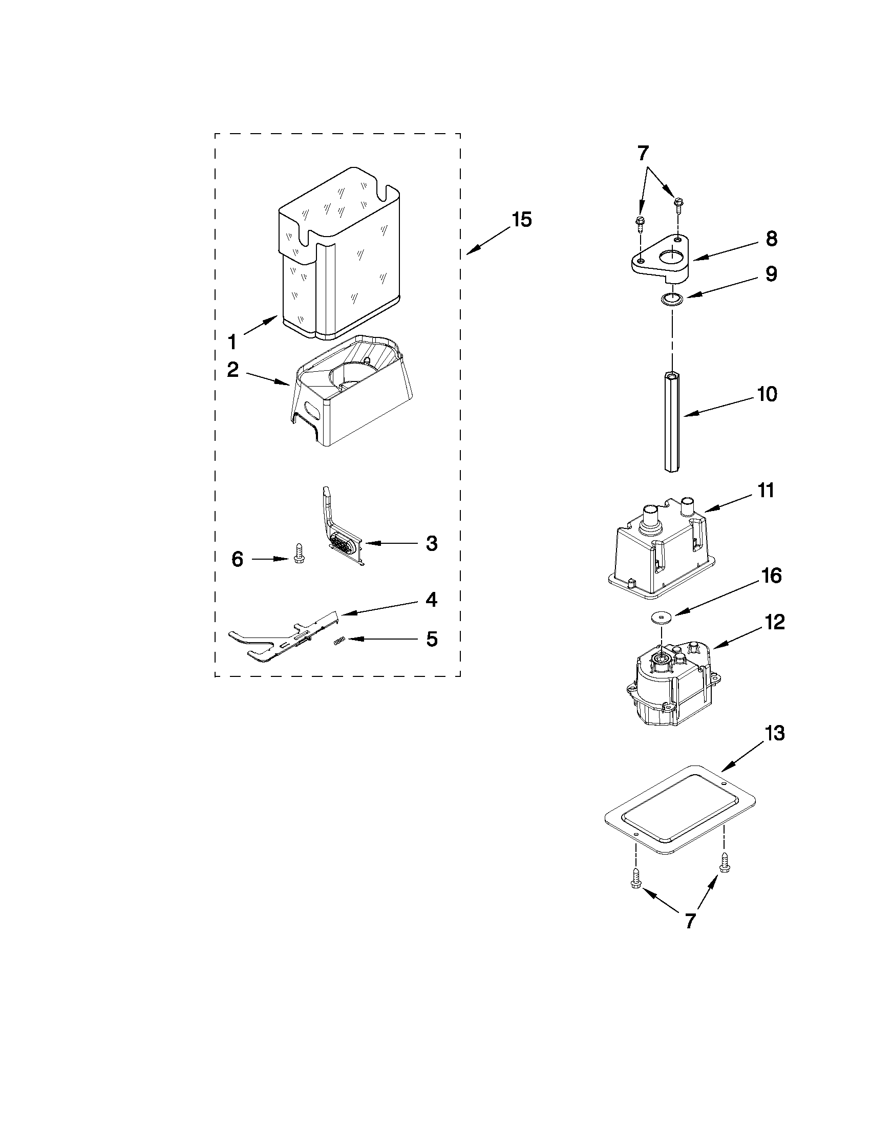 KitchenAid KSSC42QVS04 motor and ice container parts diagram