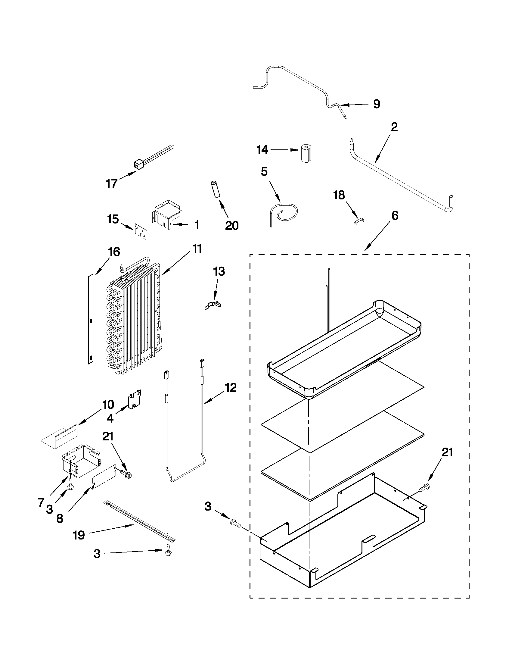 KitchenAid KSSO42FTX16 lower unit and tube parts diagram