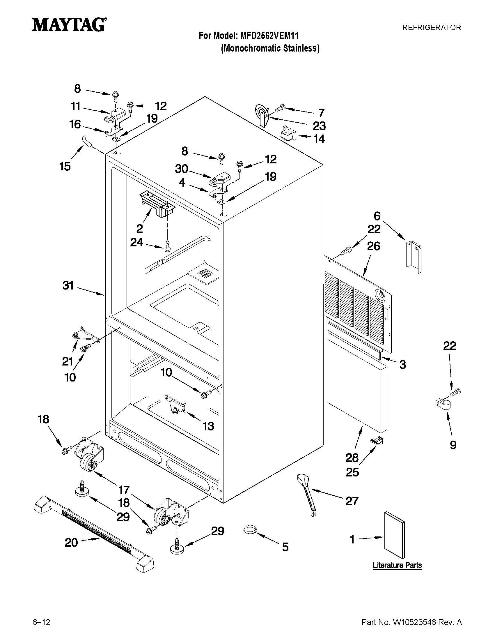 Maytag MFD2562VEM11 cabinet parts diagram