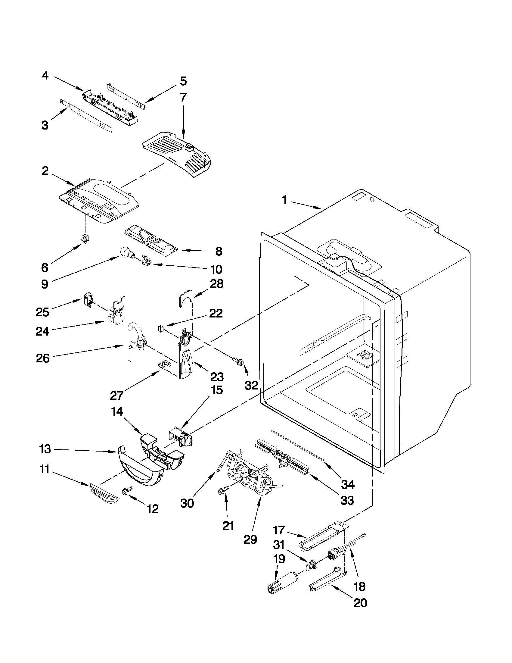 Maytag MFD2562VEM11 refrigerator liner parts diagram