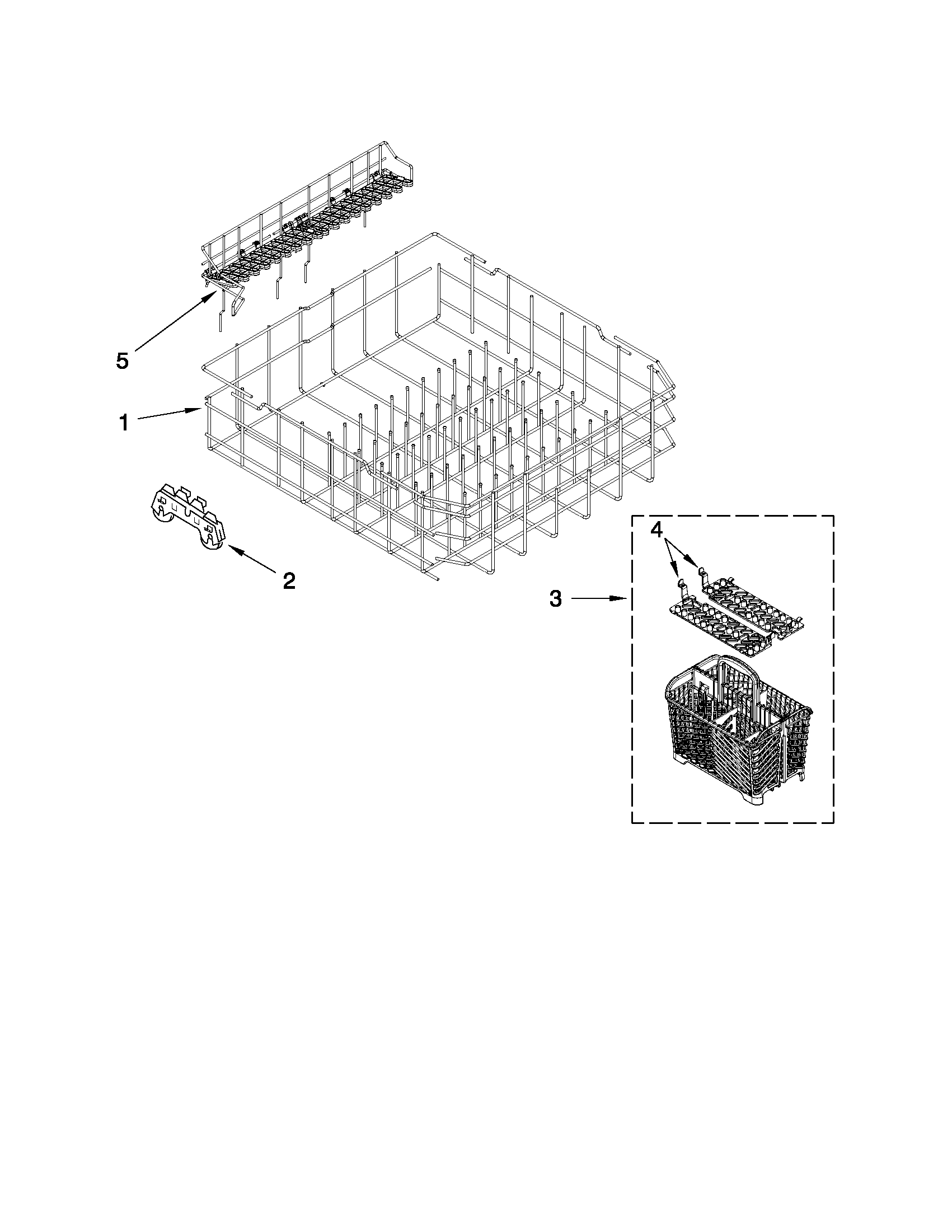 Maytag MDBH969AWB0 lower rack parts diagram