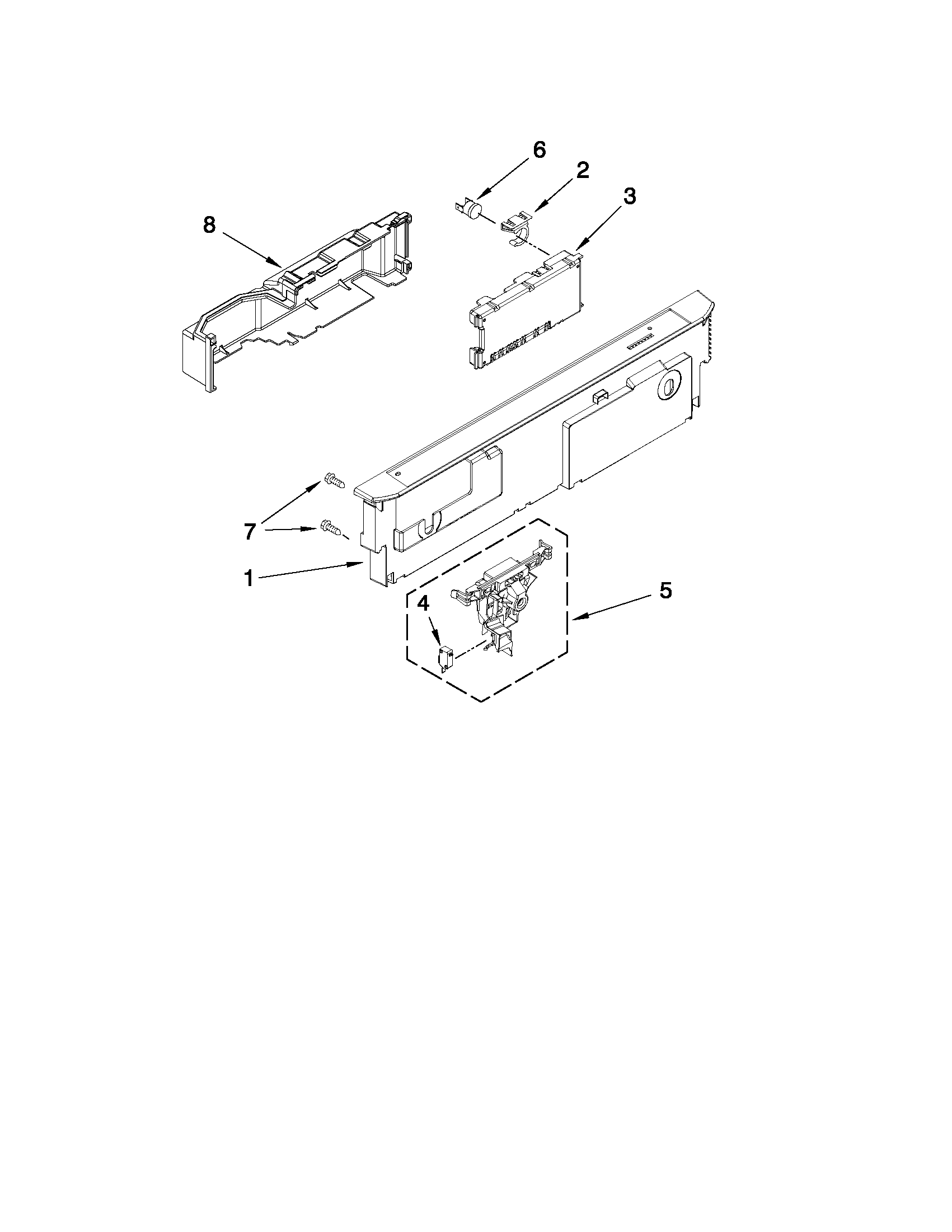 Maytag MDBH969AWS2 control panel and latch parts diagram