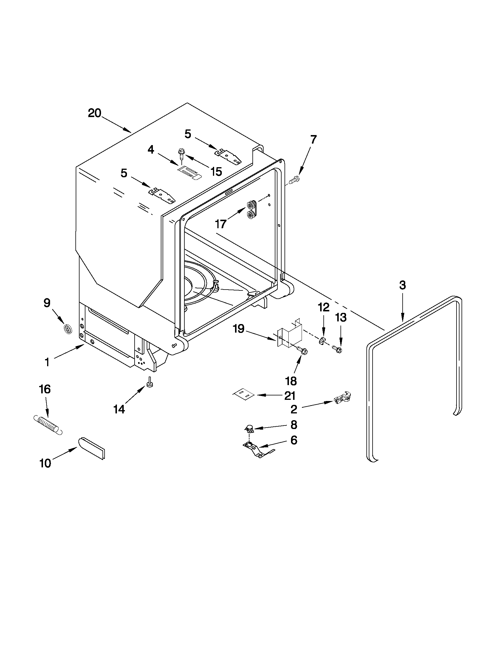 Maytag MDBH969AWS2 tub and frame parts diagram