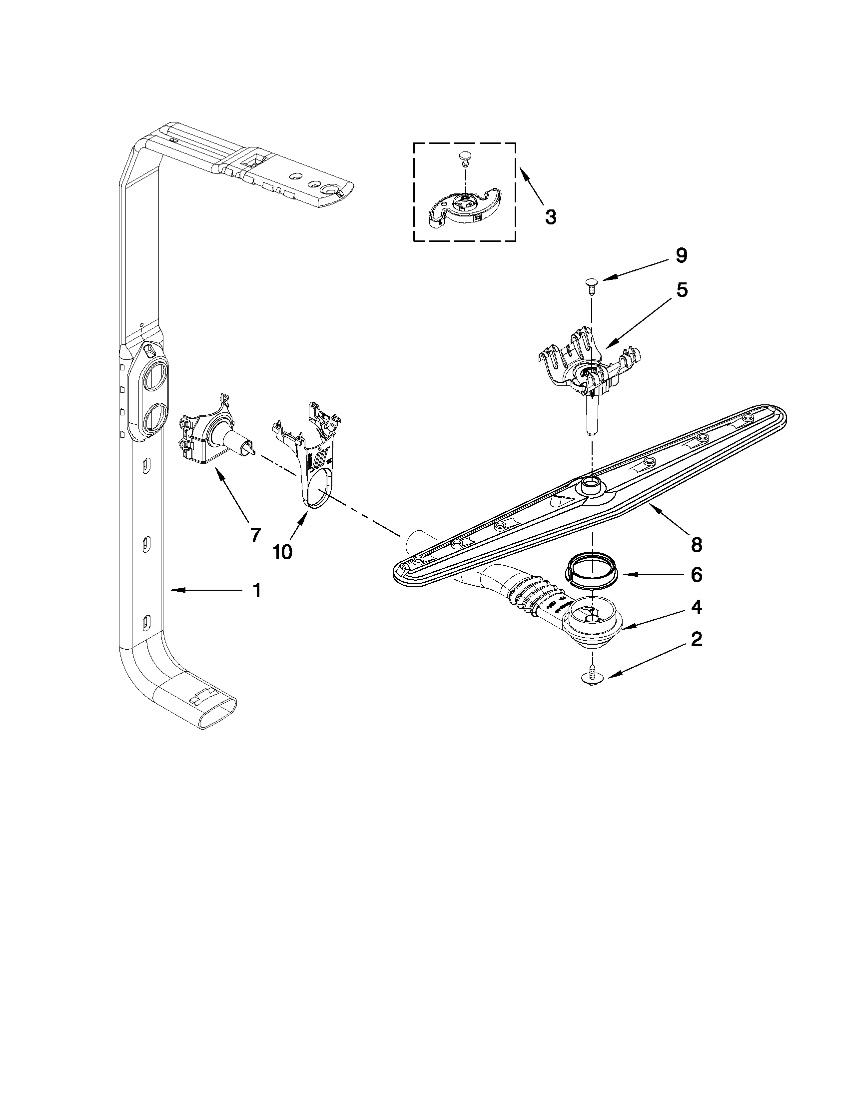 Maytag MDBH969AWS3 upper wash and rinse parts diagram