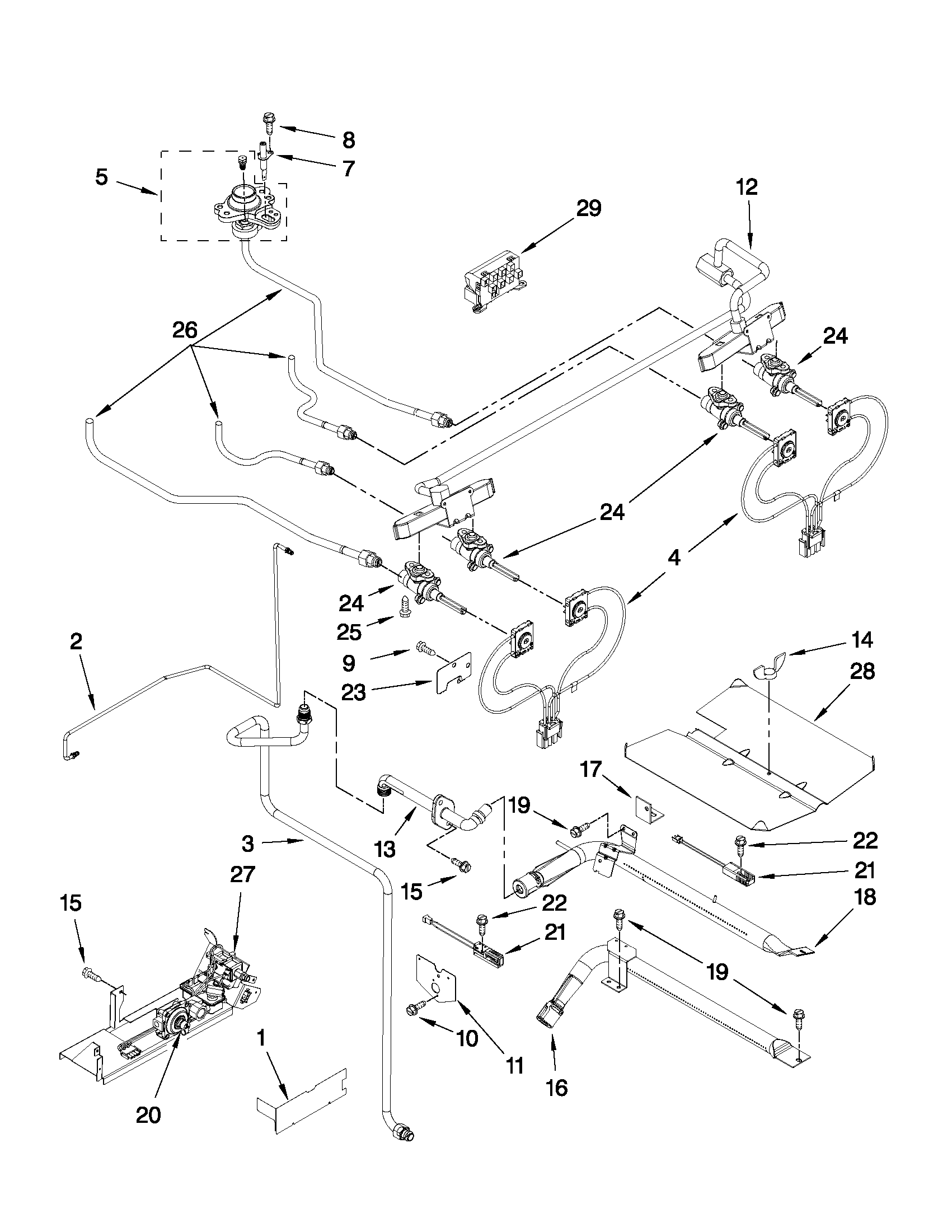 Jenn-Air JGS8850CDW01 manifold parts diagram