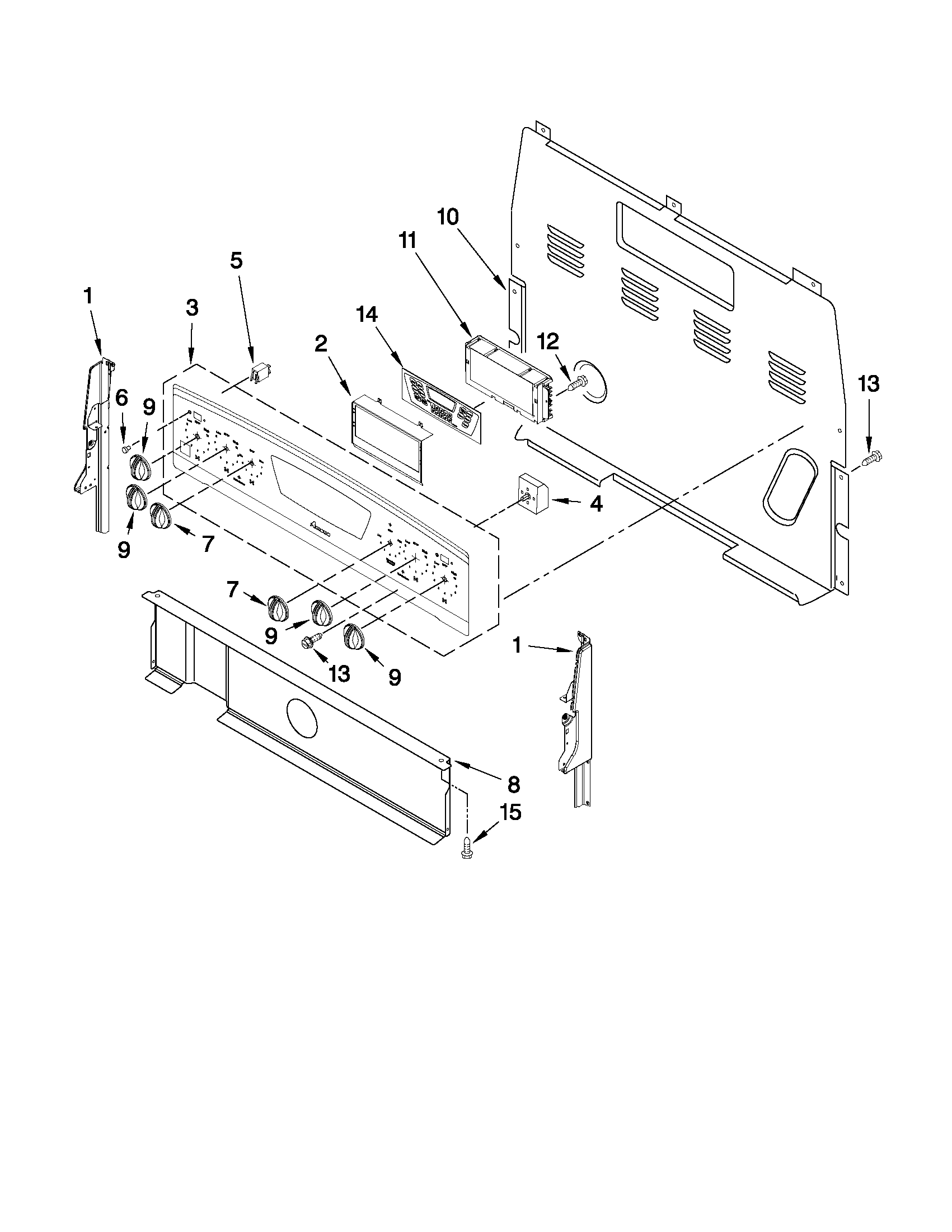 Amana AER5845QAF17 control panel parts diagram
