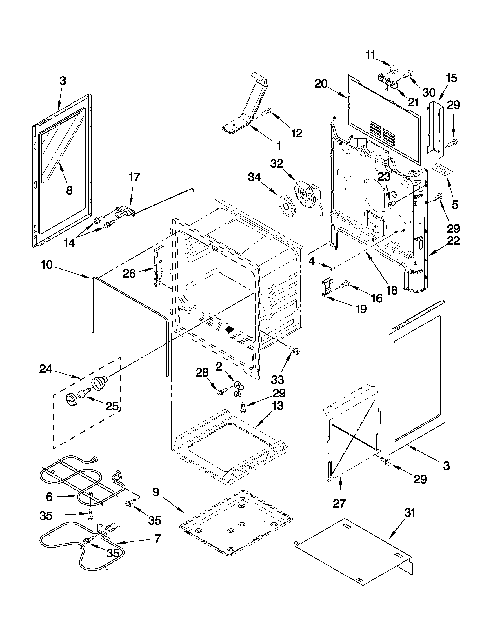 Amana AER5845QAF17 chassis parts diagram