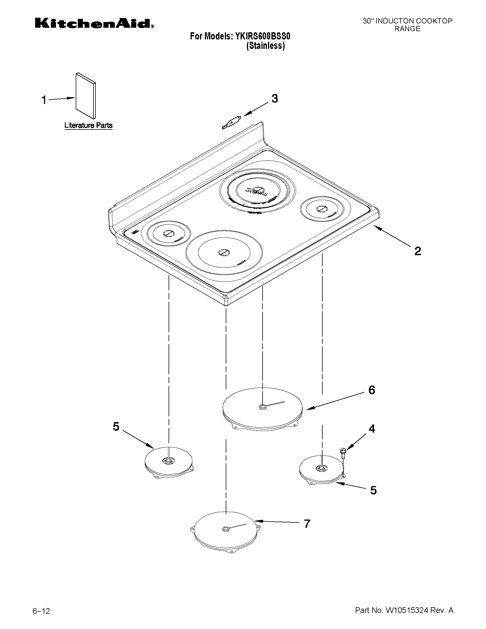 KitchenAid YKIRS608BSS0 cooktop parts diagram