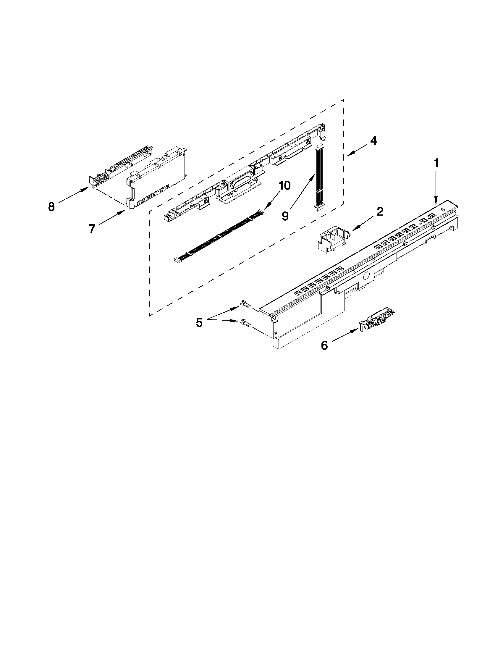 Whirlpool WDT770PAYM3 control panel and latch parts diagram