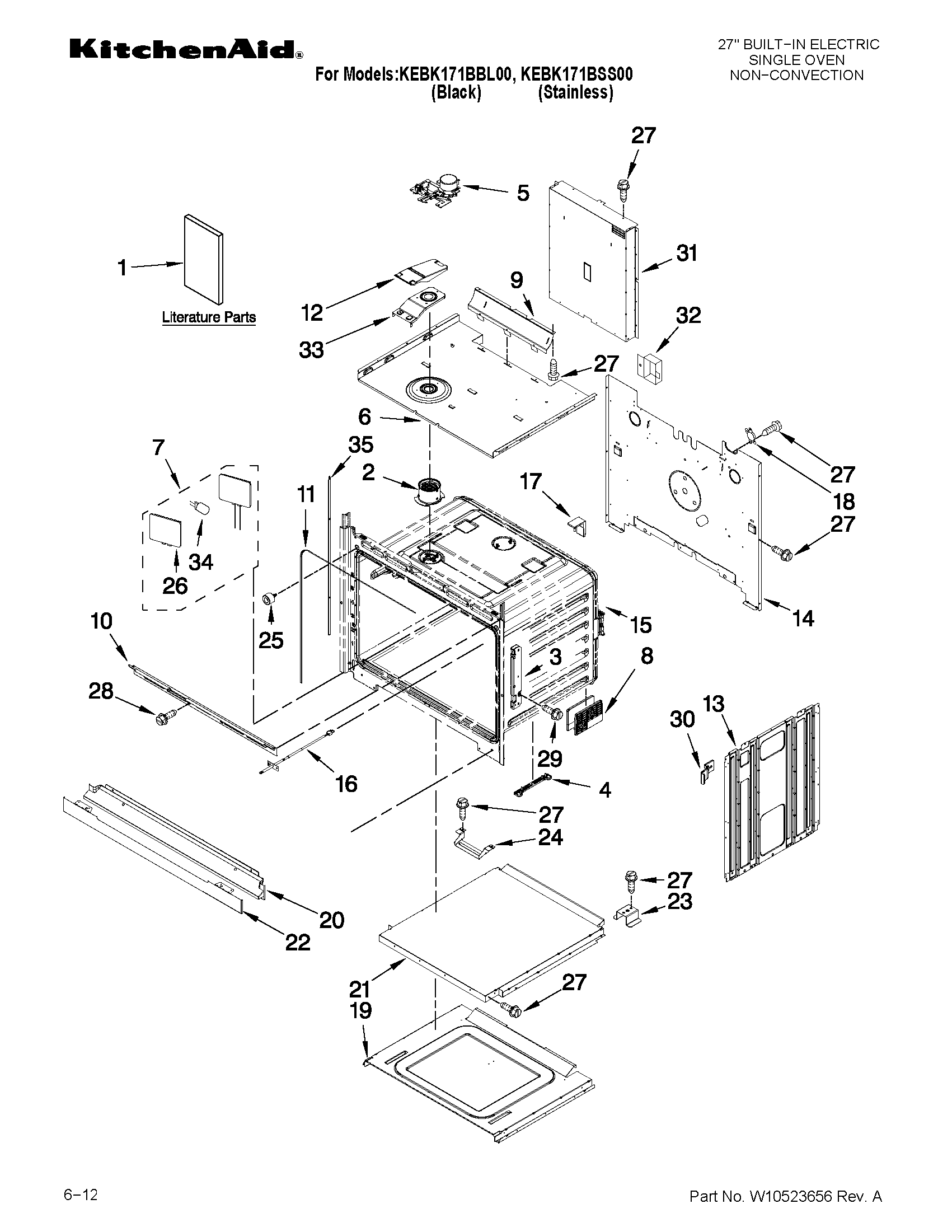 KitchenAid KEBK171BBL00 oven parts diagram