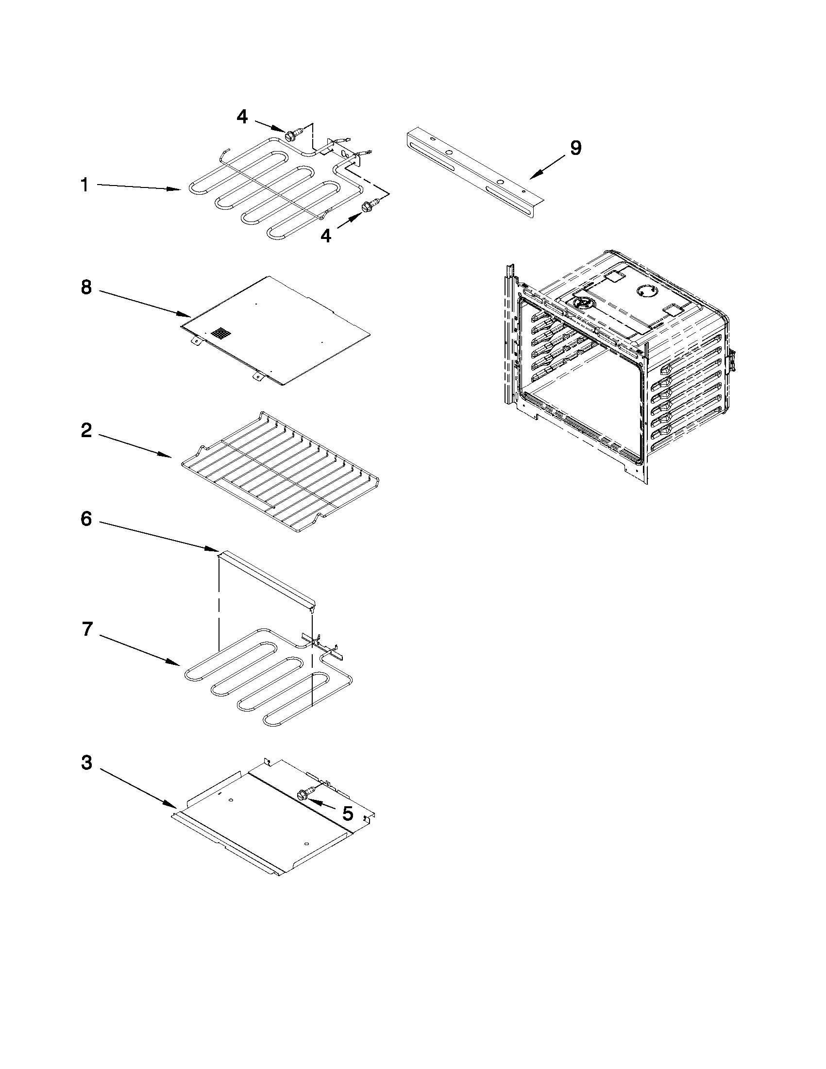 KitchenAid KEBK171BBL00 internal oven parts diagram