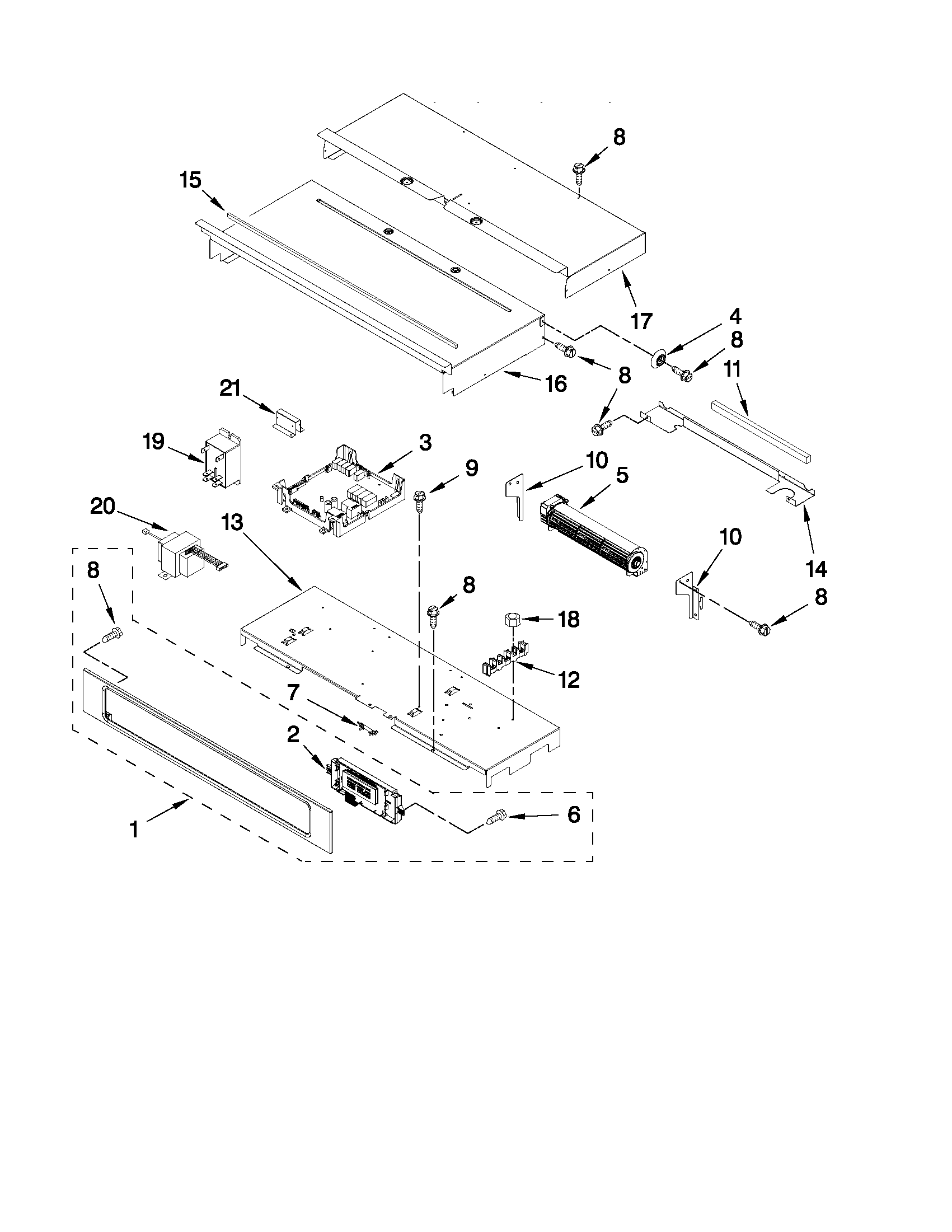 KitchenAid KEBK171BBL00 control panel parts diagram