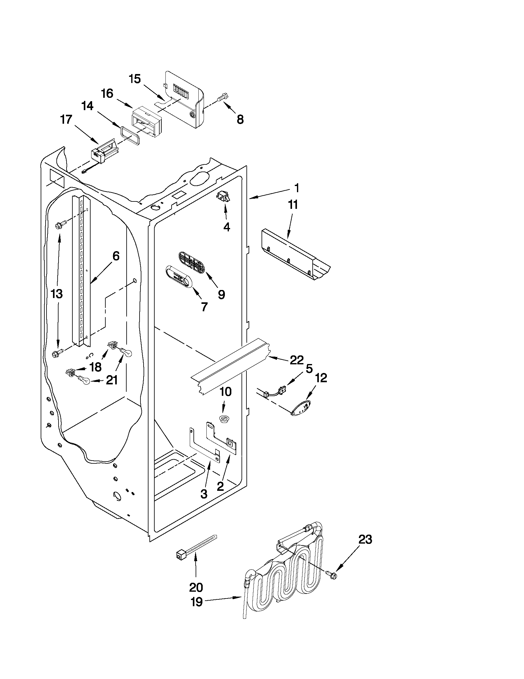 KitchenAid KSCK25FVWH03 refrigerator liner parts diagram