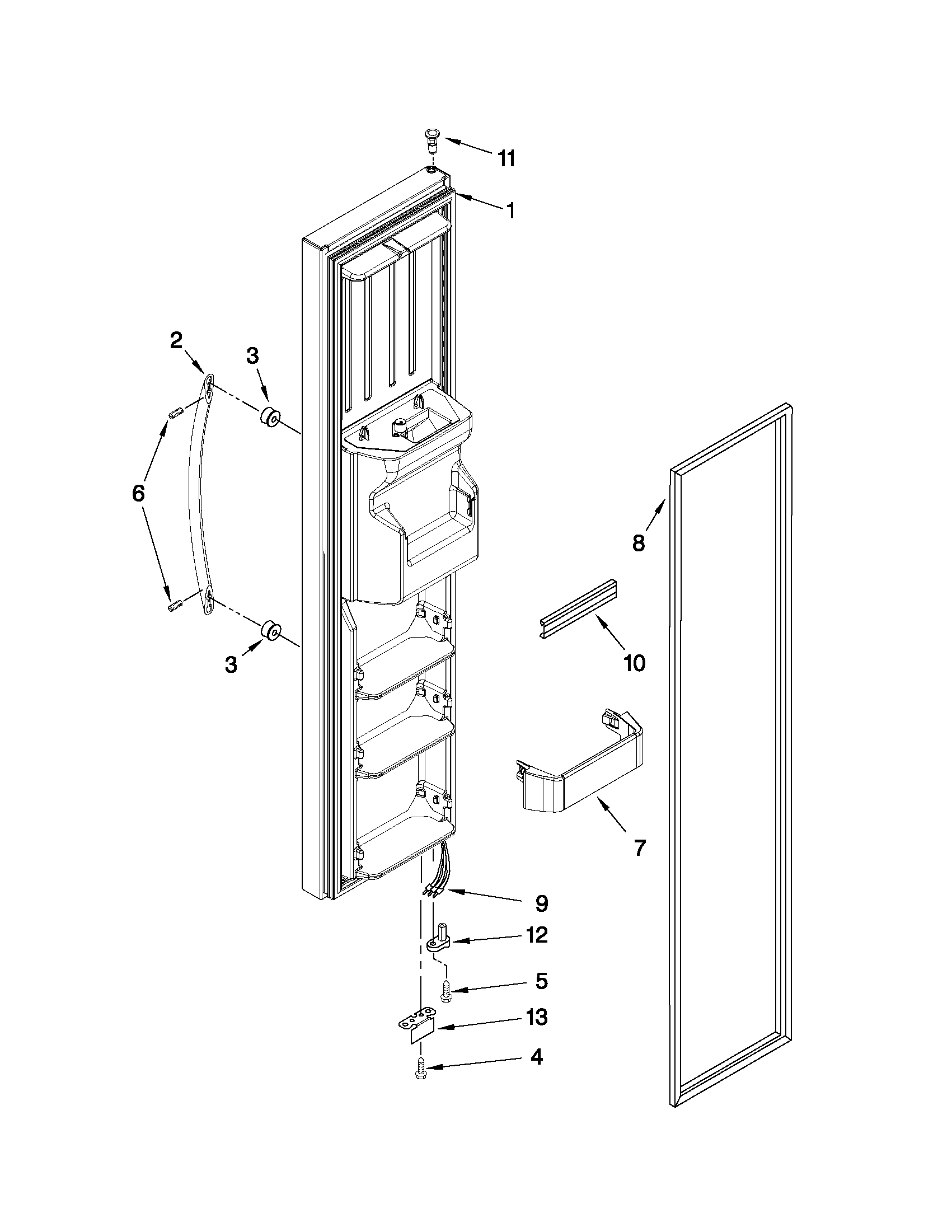 KitchenAid KSCK25FVWH03 freezer door parts diagram