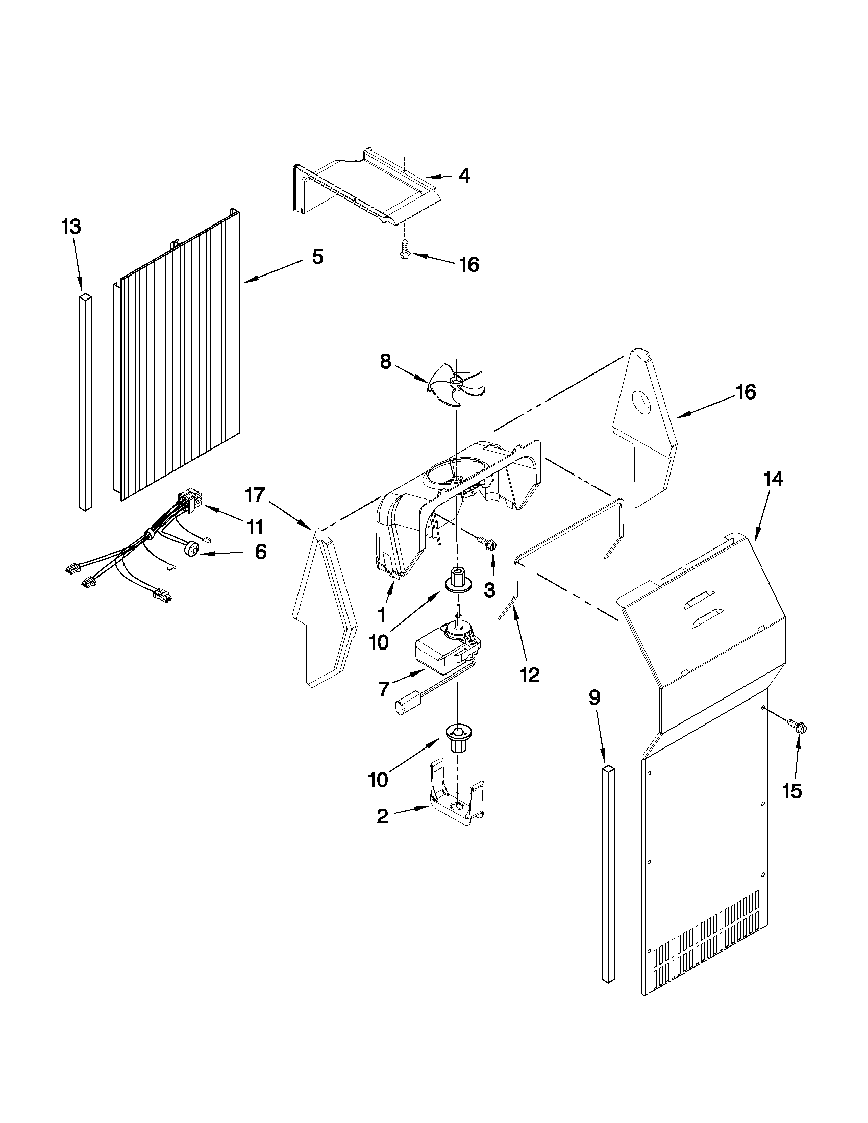 KitchenAid KSCK25FVWH03 air flow parts diagram