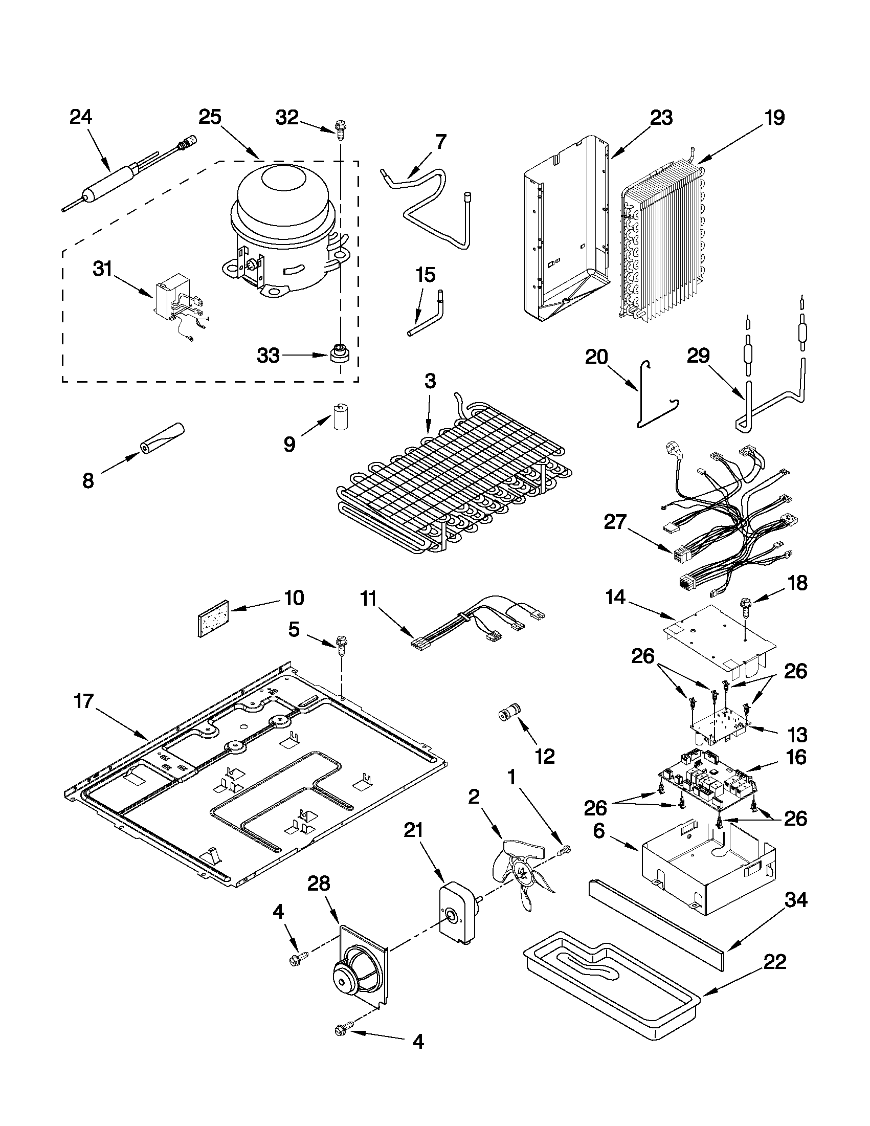 KitchenAid KSCK25FVWH03 unit parts diagram