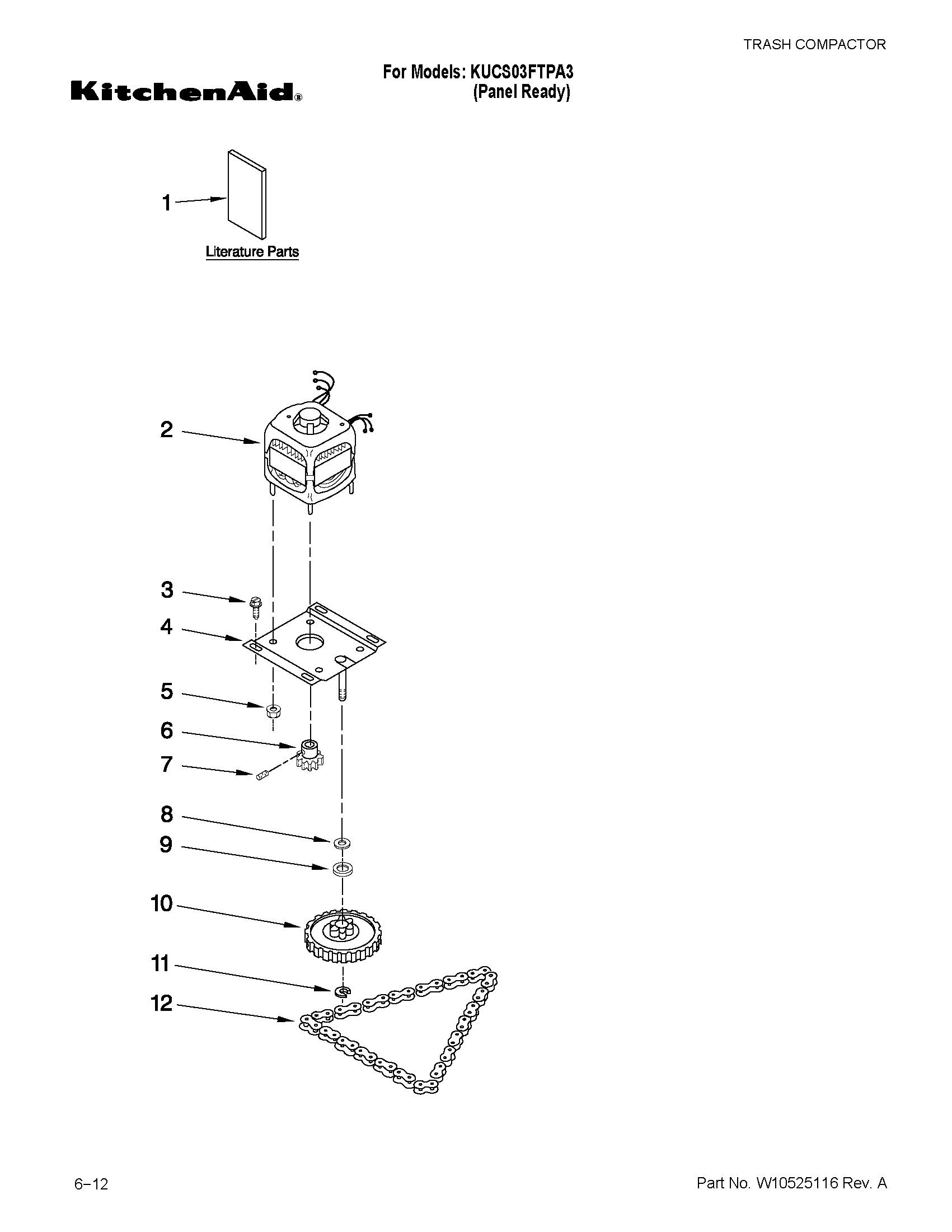KitchenAid KUCS03FTPA3 motor and drive parts diagram