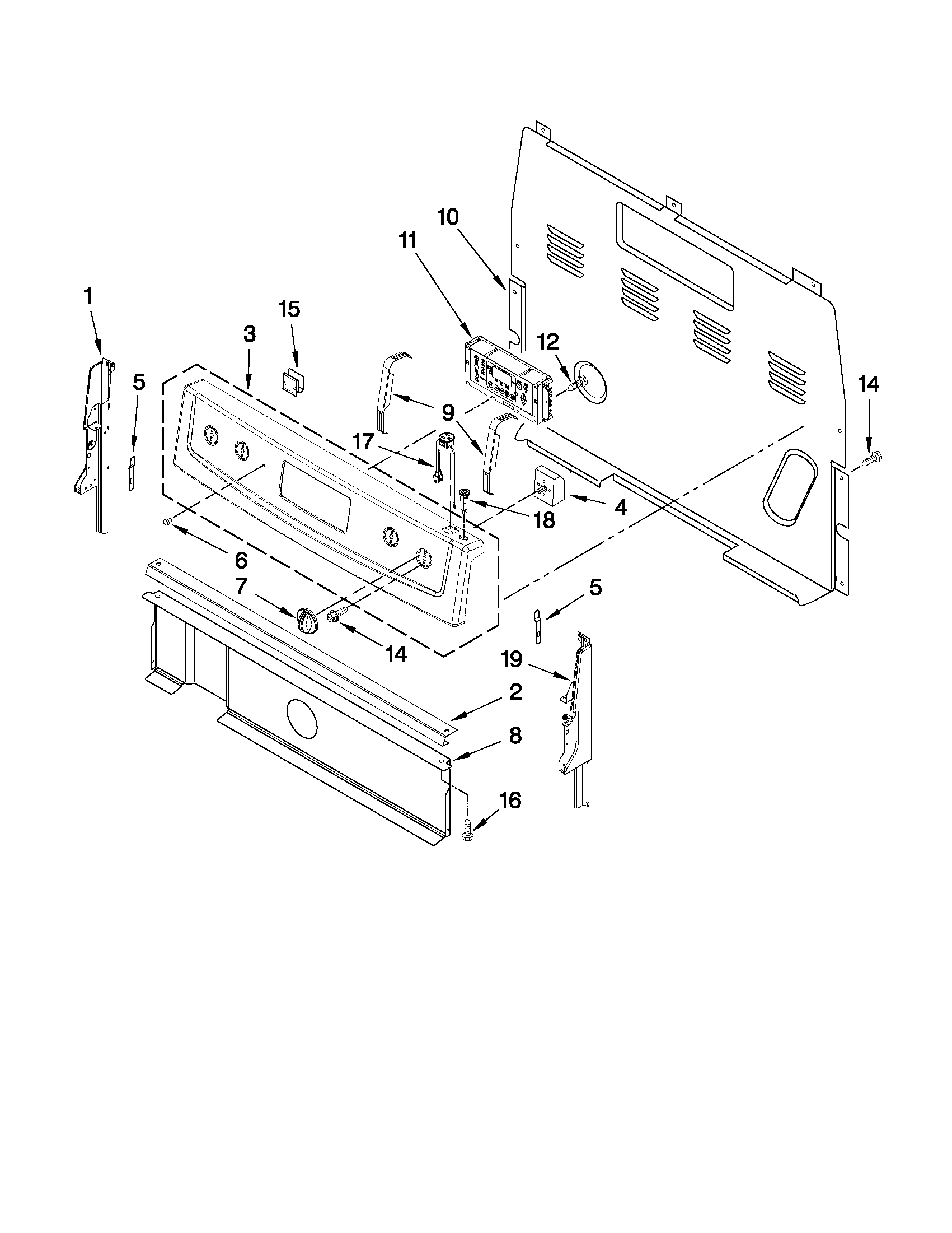Maytag YMER7660WB1 control panel parts diagram