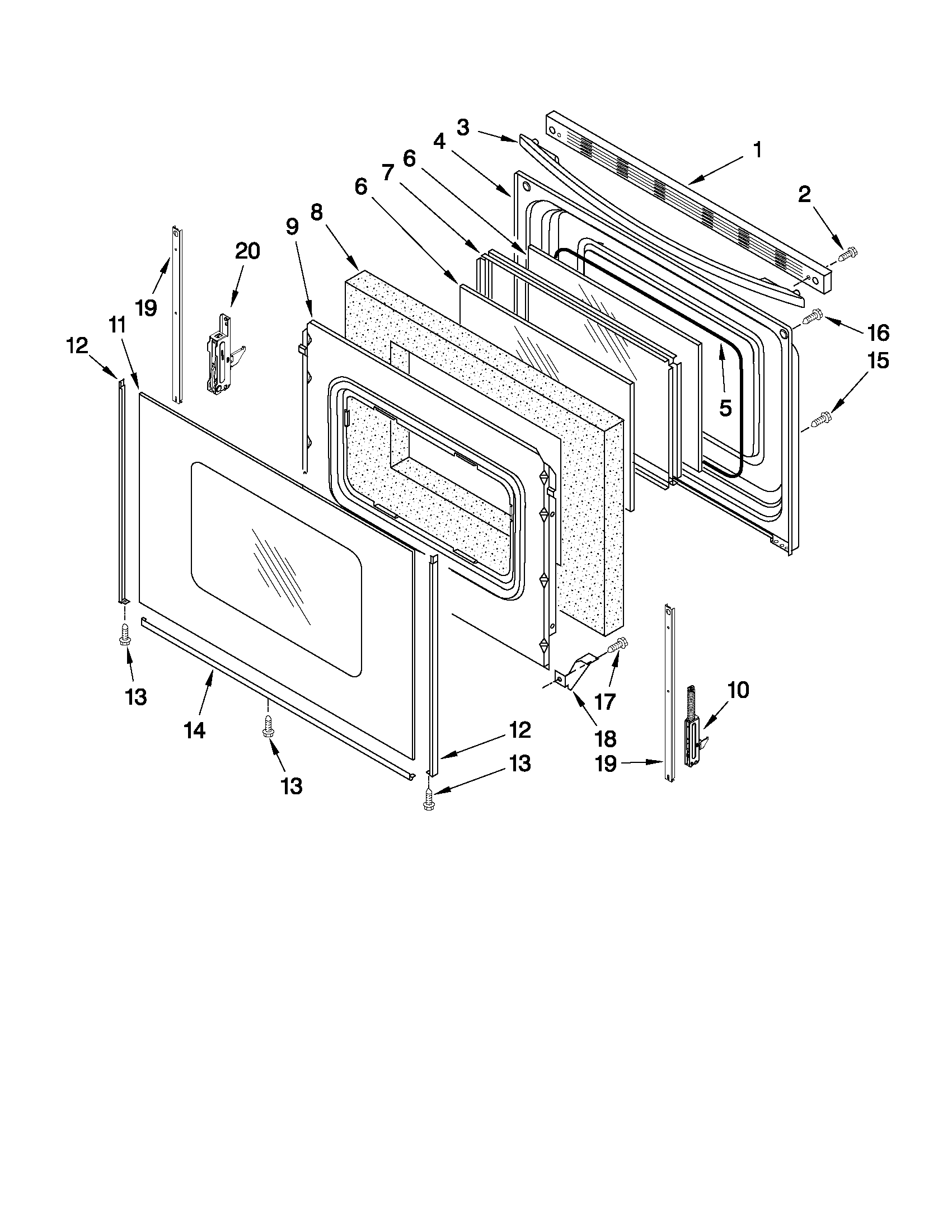 Maytag YMER7660WB1 door parts diagram