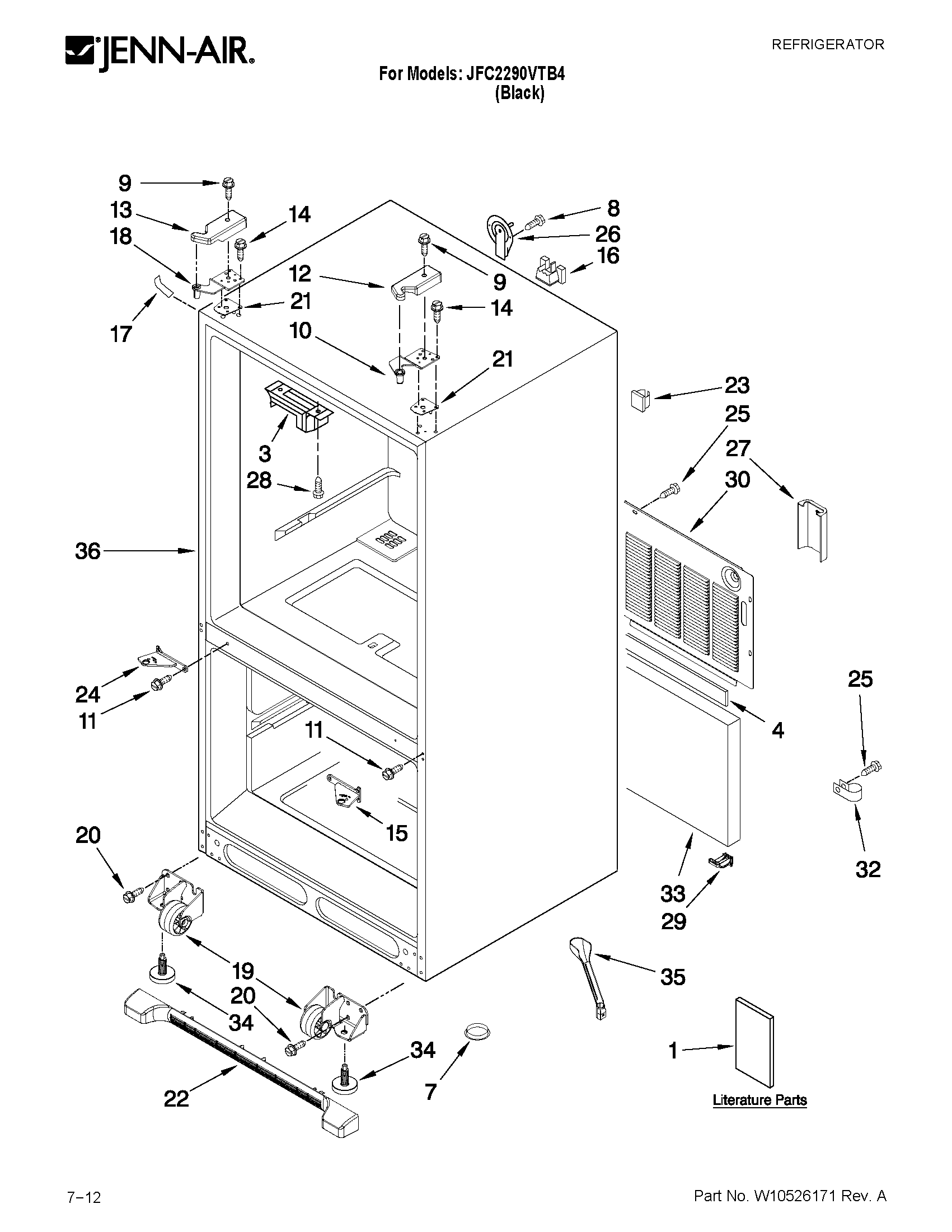 Jenn-Air JFC2290VTB4 cabinet parts diagram