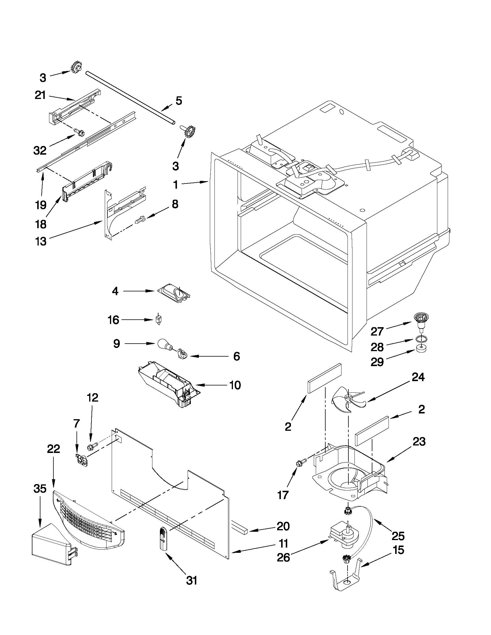 Jenn-Air JFC2290VTB4 freezer liner parts diagram