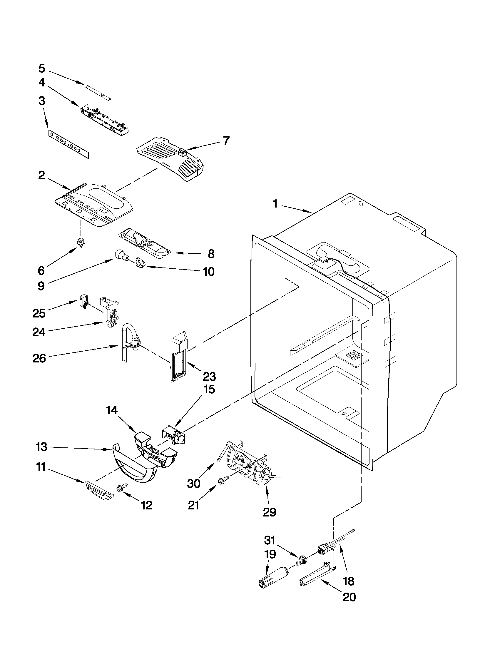 Jenn-Air JFC2290VTB4 refrigerator liner parts diagram