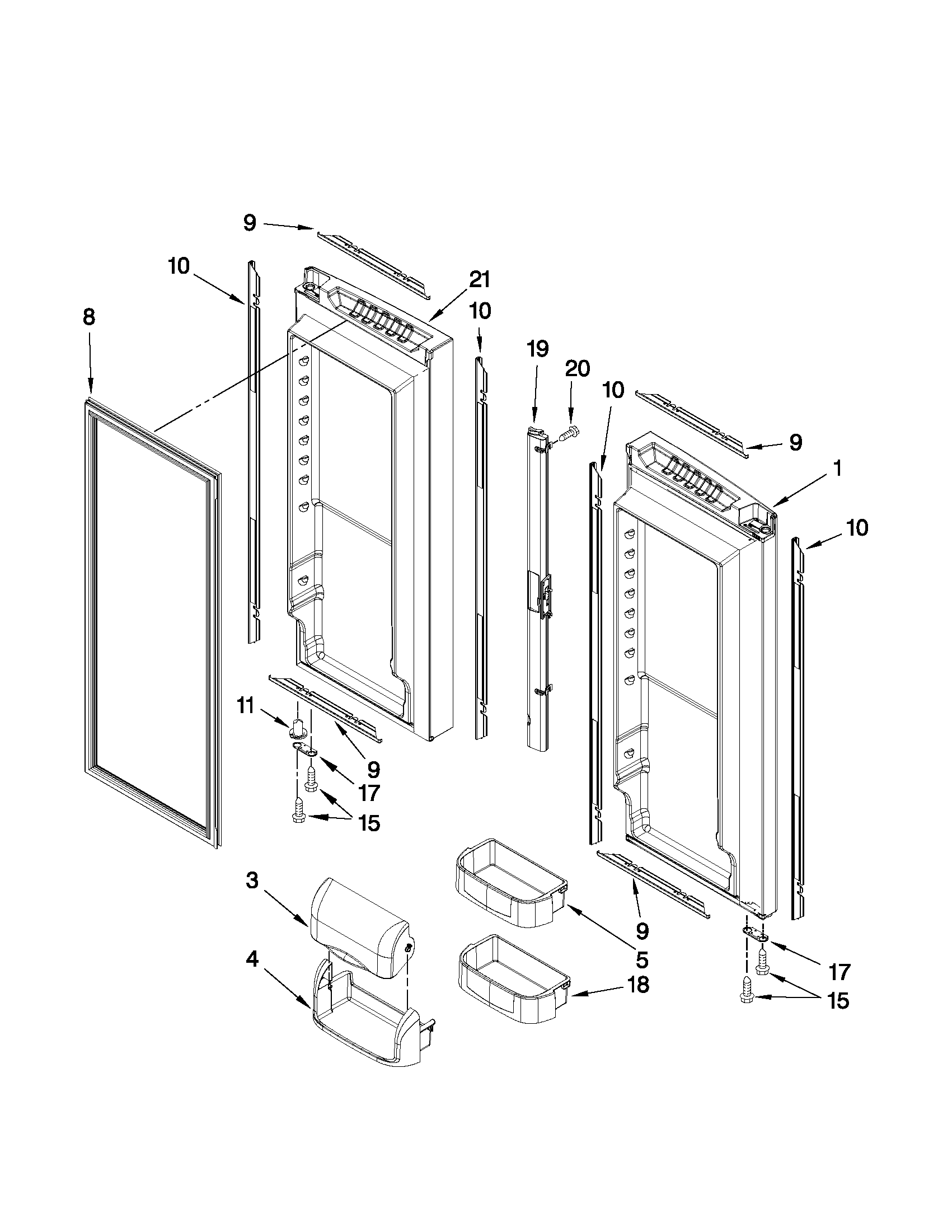 Jenn-Air JFC2290VTB4 refrigerator door parts diagram