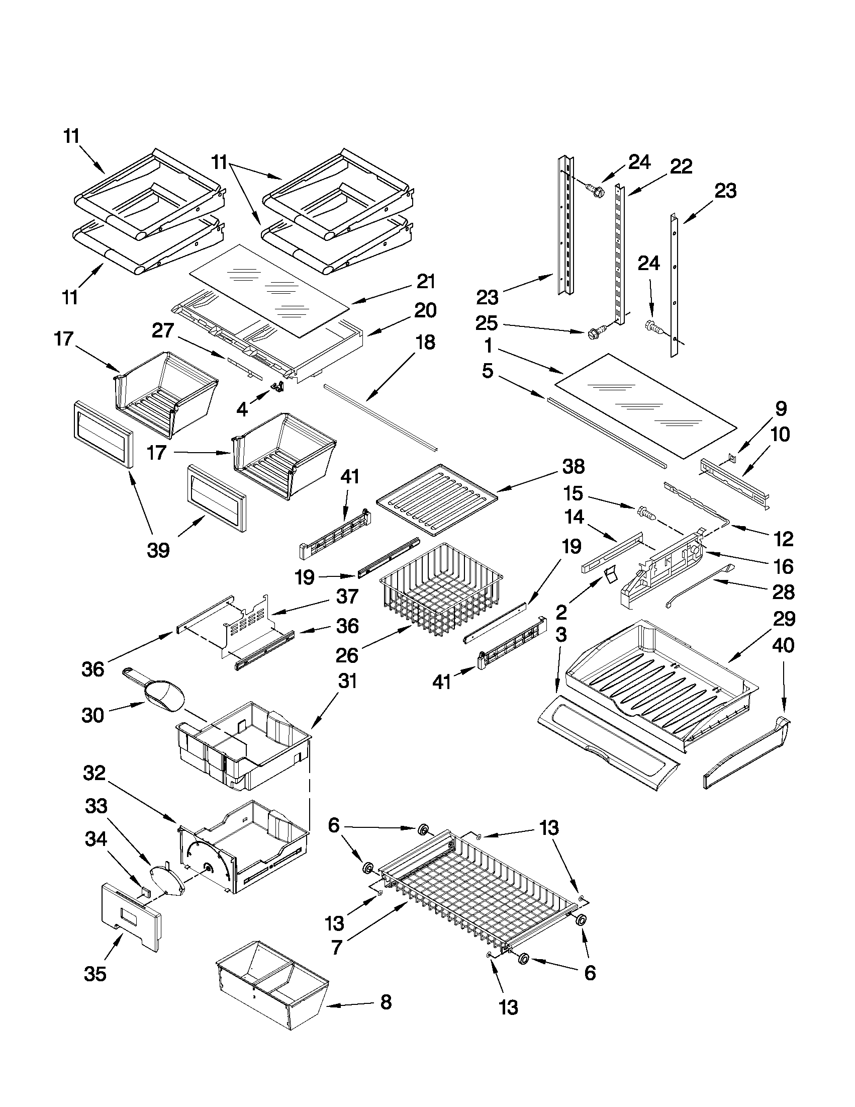 Jenn-Air JFC2290VTB4 shelf parts diagram