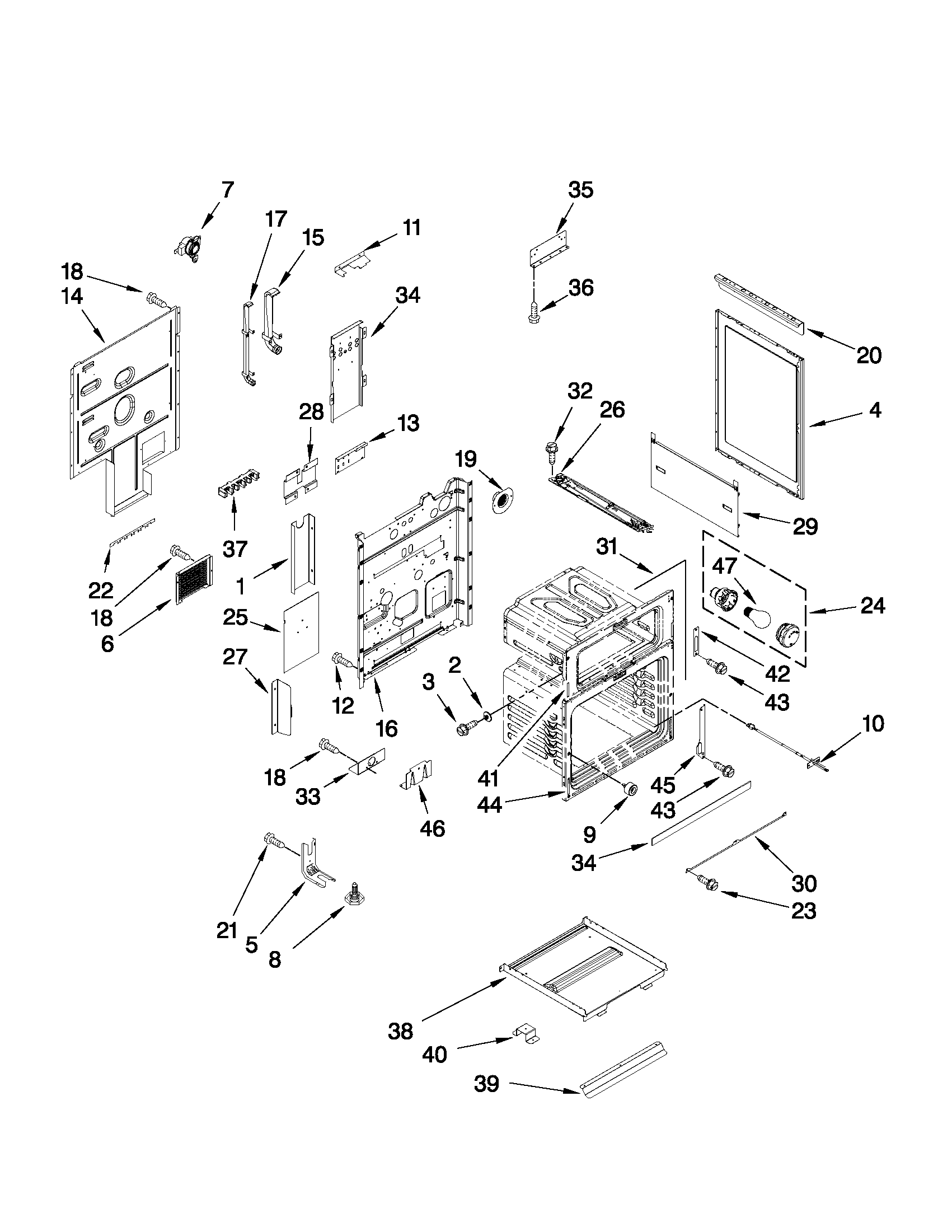 KitchenAid KERS505XBL01 chassis parts diagram