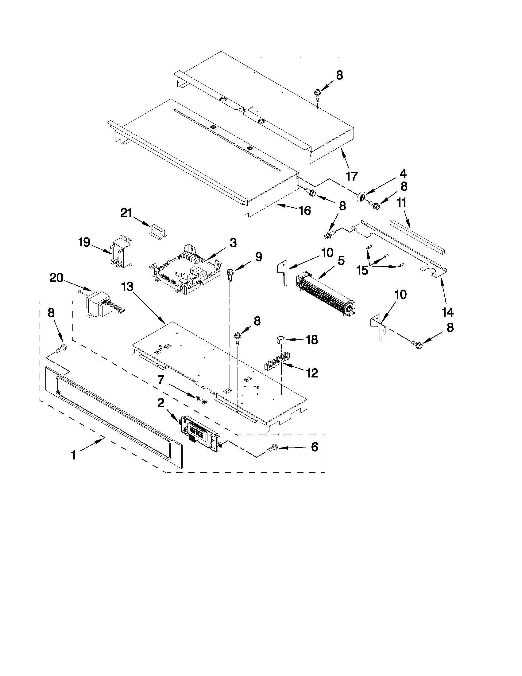 KitchenAid KEBK206BSS00 control panel parts diagram